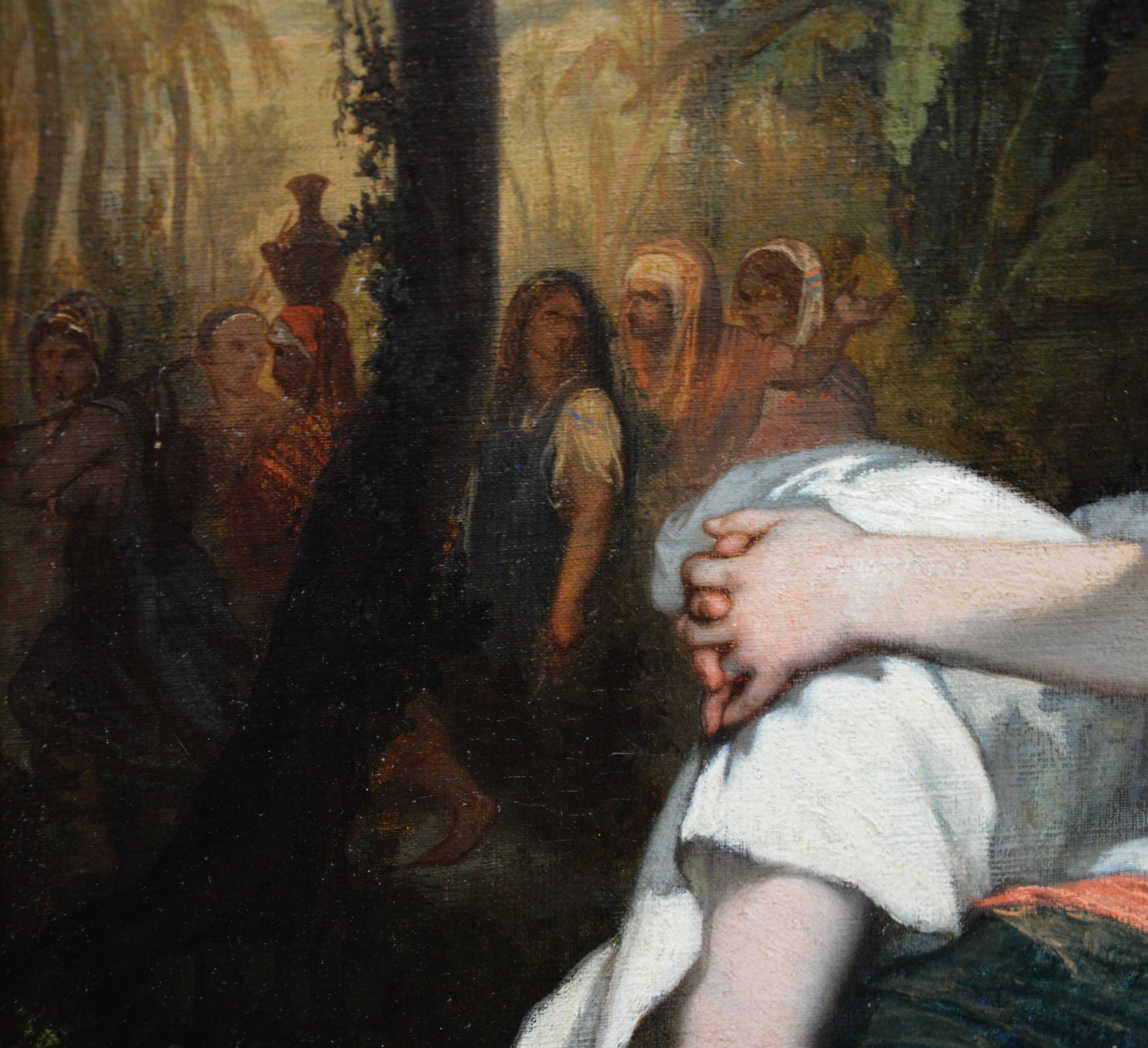 Femme=au-Bain - 19th Century French Nude Landscape Oil Painting - Brown Landscape Painting by Auguste Barthelemy Glaize