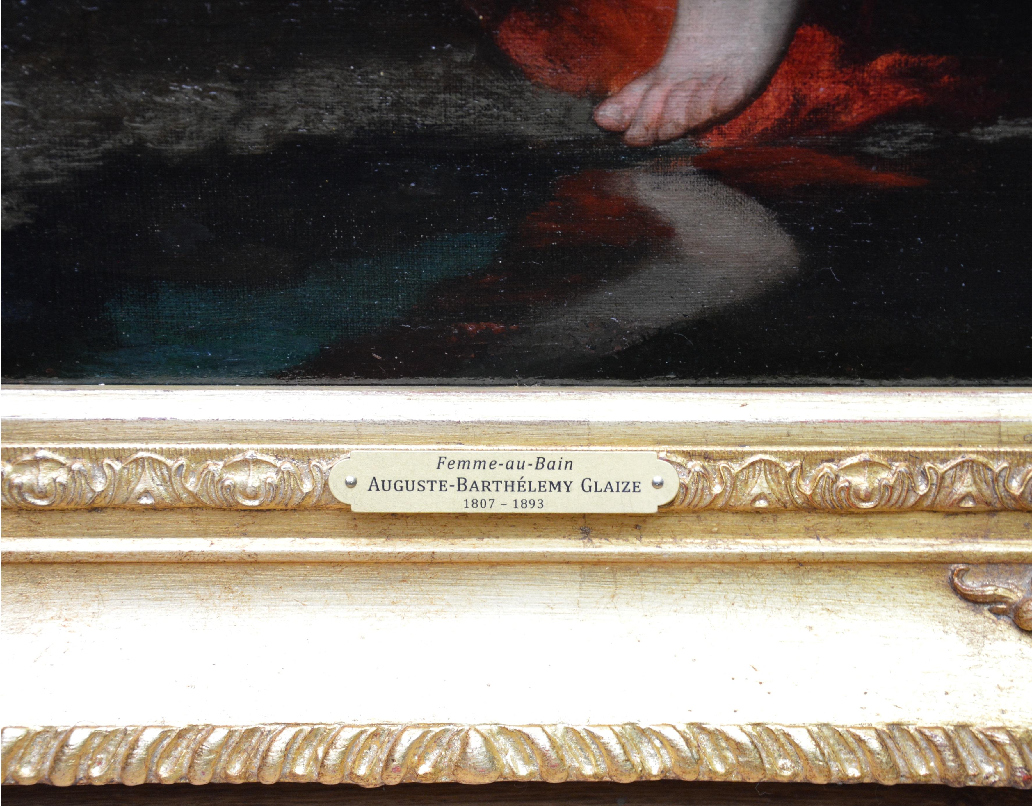 Femme=au-Bain - 19th Century French Nude Landscape Oil Painting 4