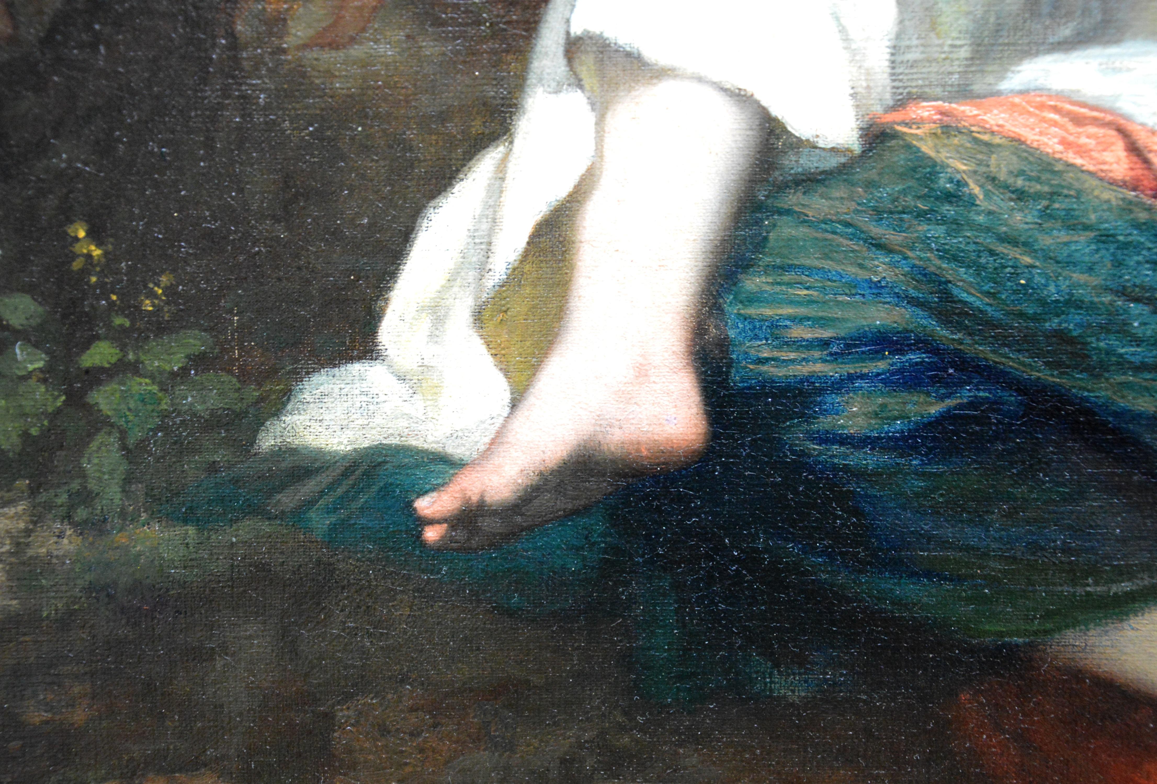 Femme=au-Bain - 19th Century French Nude Landscape Oil Painting 2