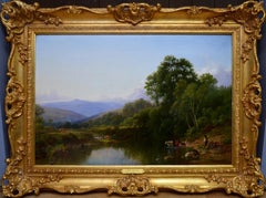 On the Teign, Devon - 19th Century English River Landscape Oil Painting