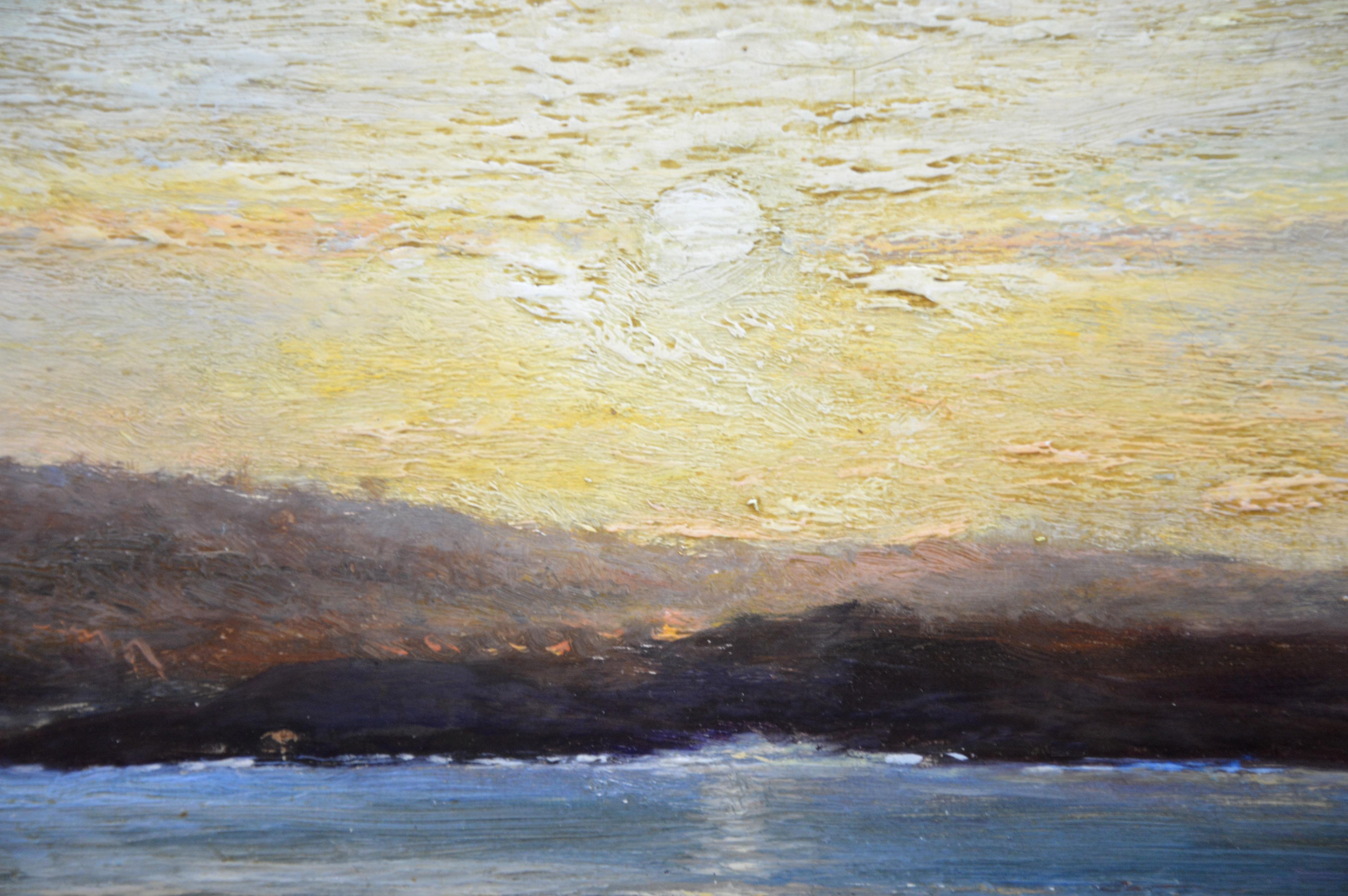 Sunset, Caernarfon Bay - 19th Century Oil Painting North Wales Coastal Landscape 1