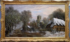 Ringwood, Hampshire - 19th Century Winter Landscape Oil Painting 1879