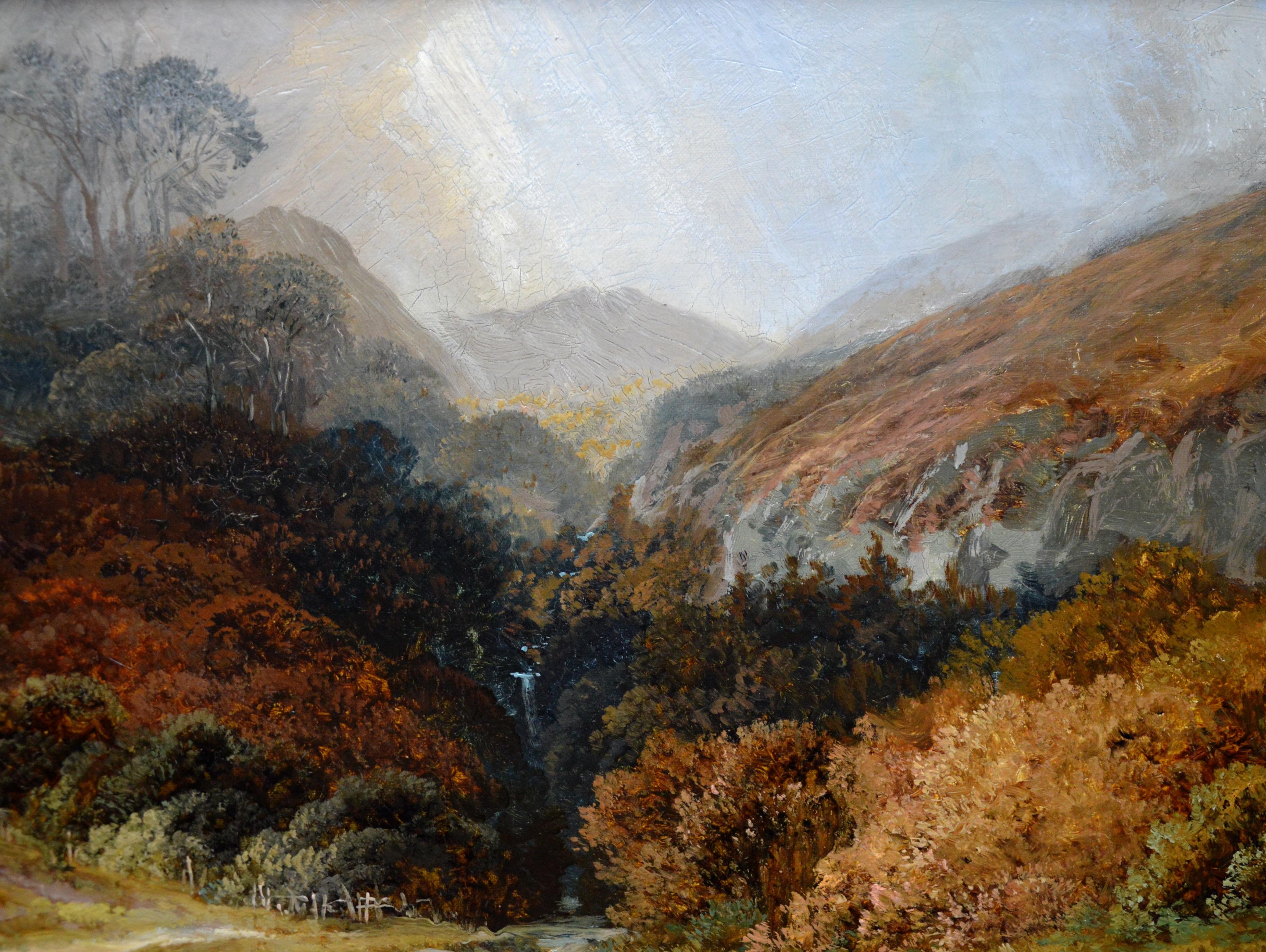 Steall Falls and the Nevis Gorge - 19th Century Scottish Highland Oil Painting 2