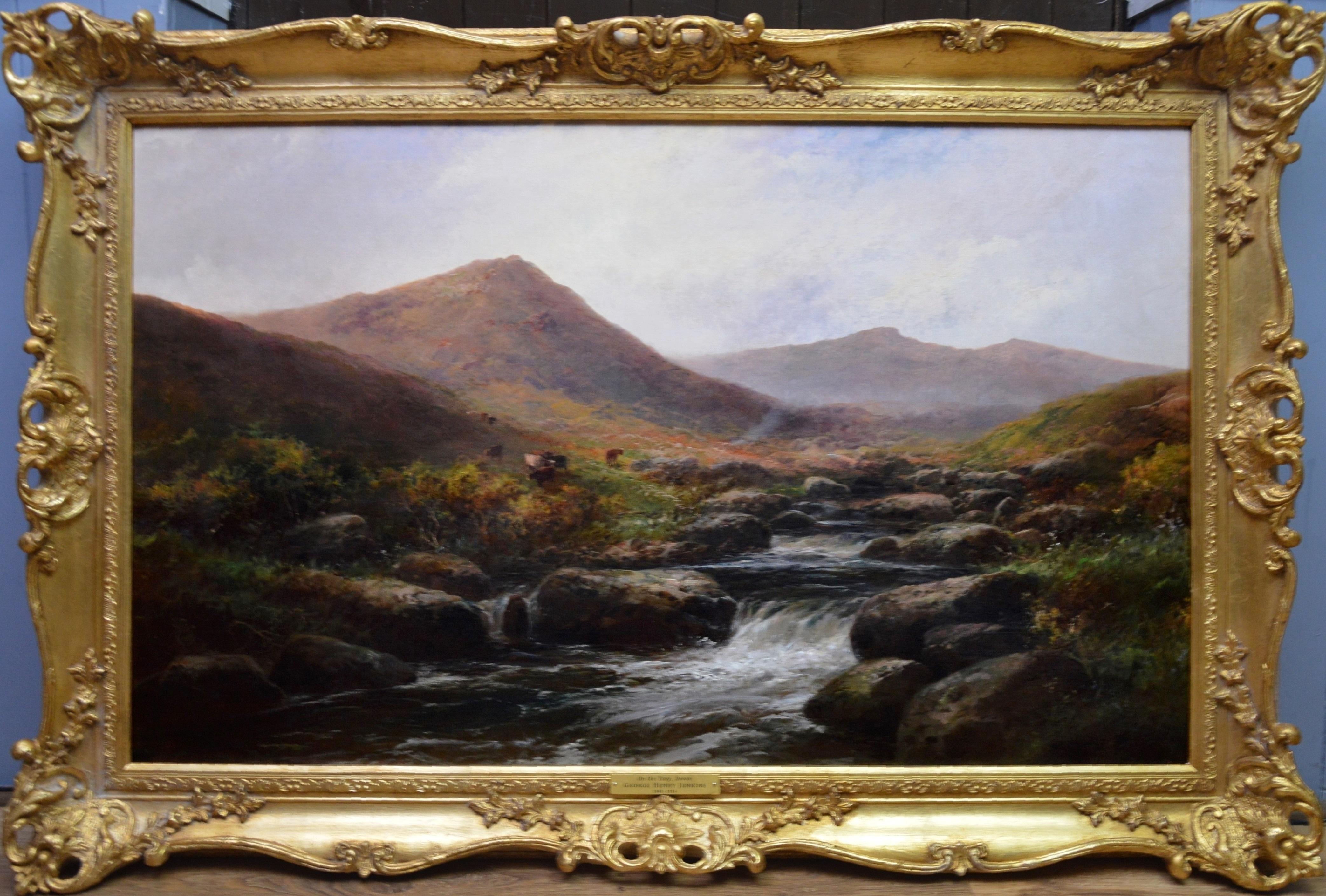 George Henry Jenkins  Animal Painting - On the Tavy - 19th Century Landscape Oil Painting of Dartmoor Sherlock Holmes