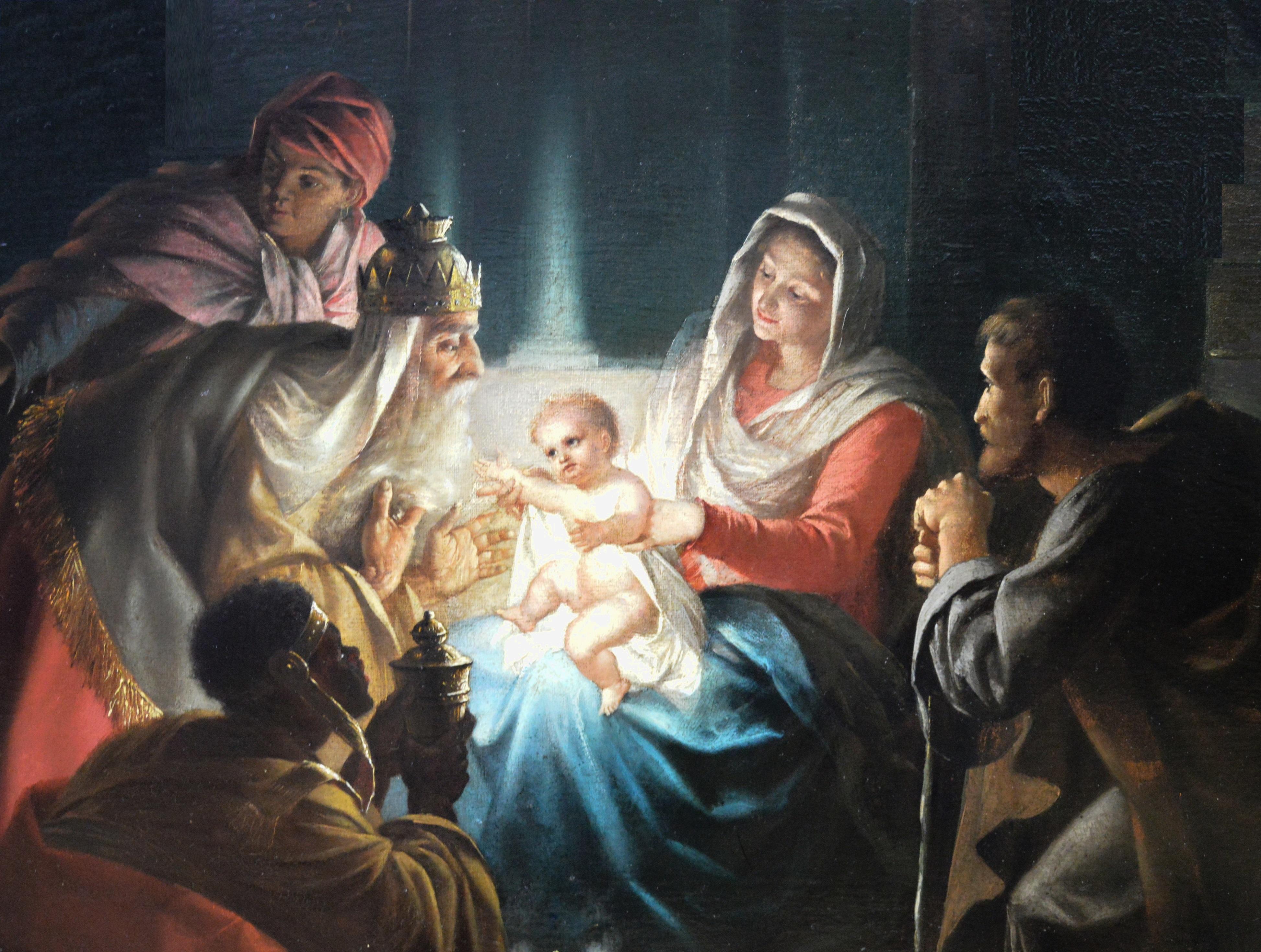 The Adoration of the Magi - 19th Century Oil Painting Nativity Jesus 1