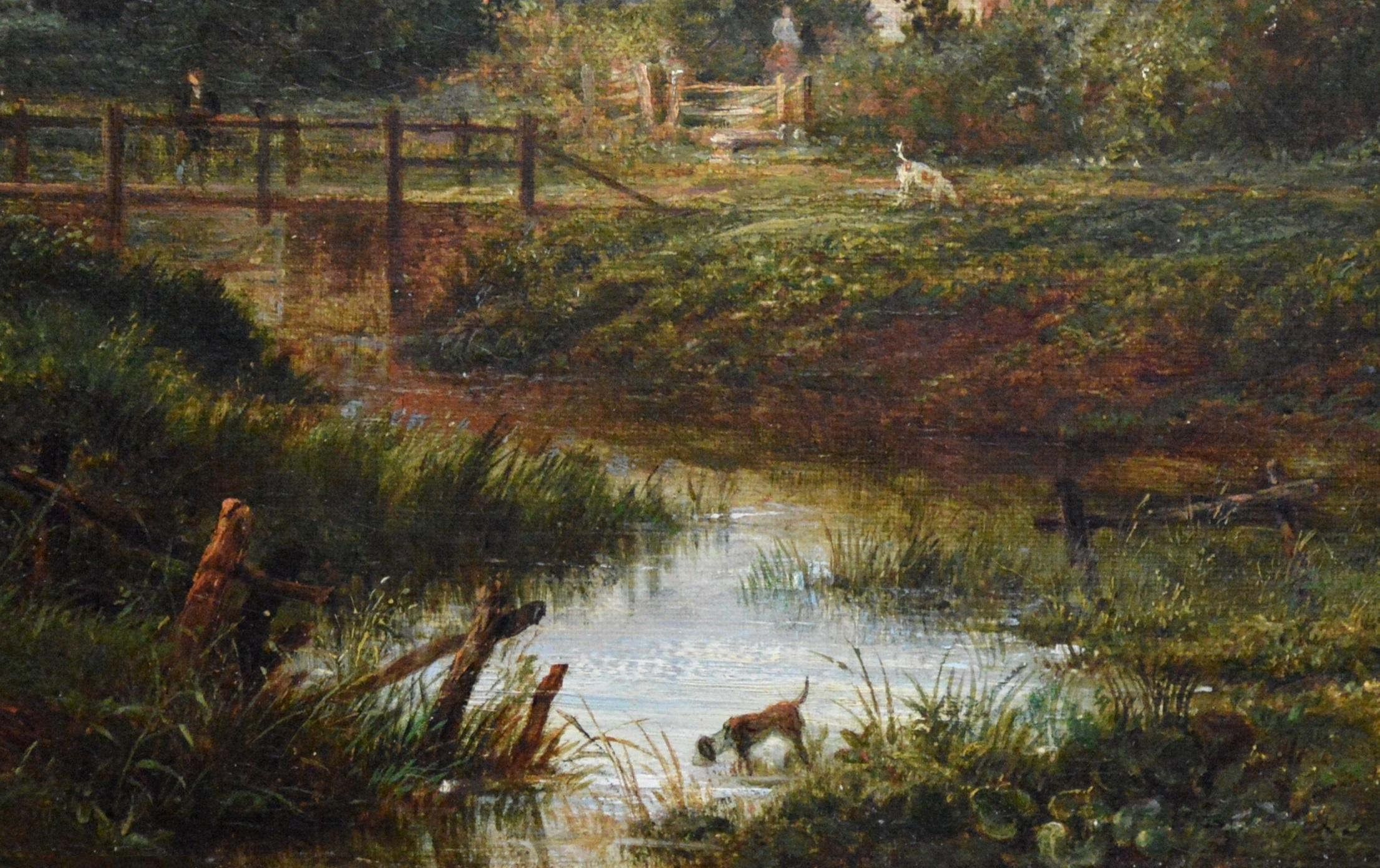 19th Century English Summer Landscape with Figures by a Stream 2