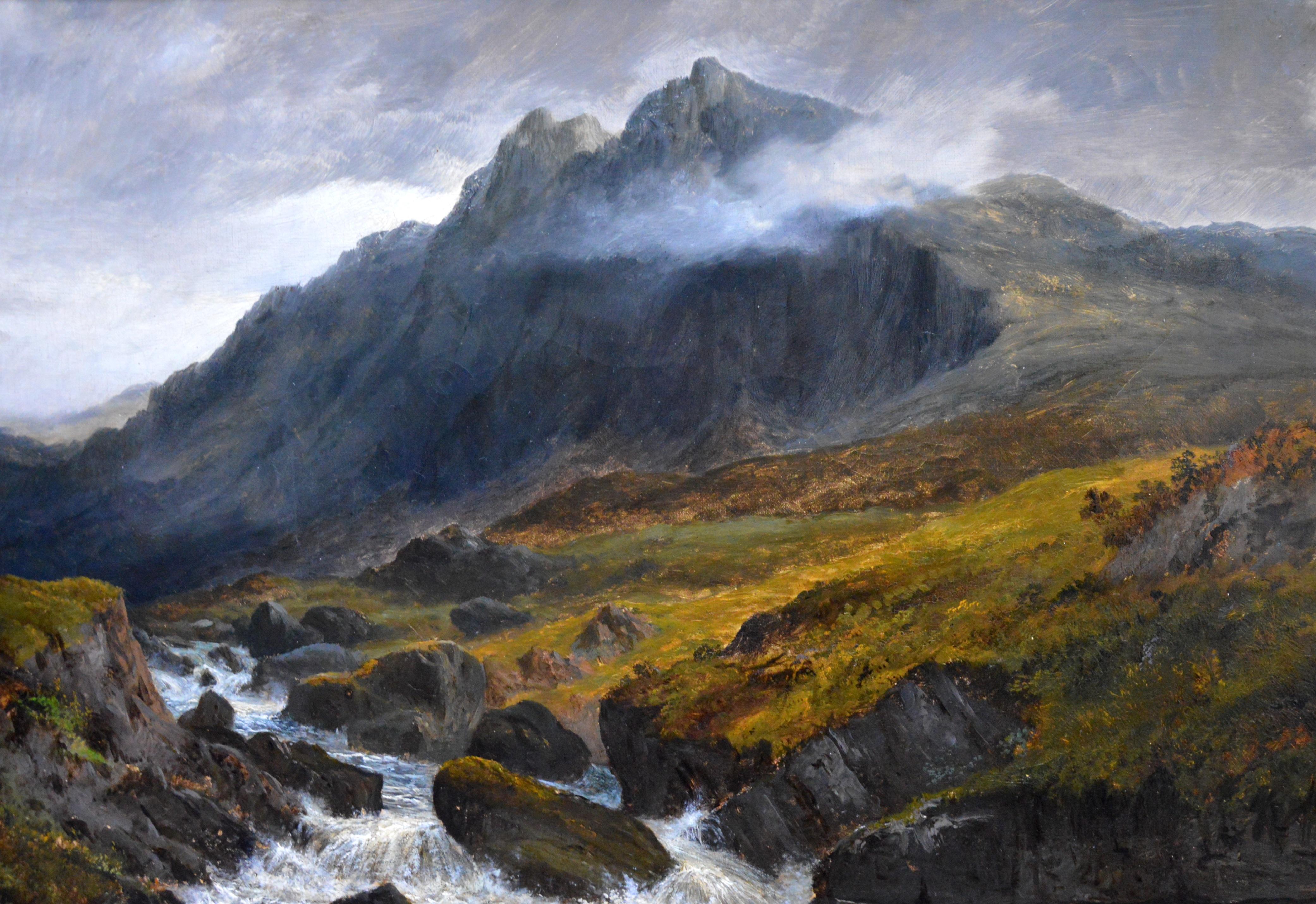 Ffestiniog, North Wales - Large 19th Century Landscape Oil Painting - Gray Landscape Painting by Henry William Henley