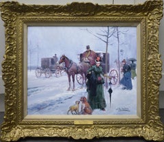 Paris en hiver - Peinture à l'huile post-impressionniste de la Belle Époque France