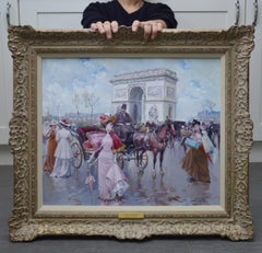 L'arc de Triomphe - Post Impressionist Oil Painting of Belle Epoque Paris