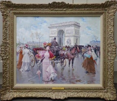 L'arc de Triomphe - Peinture à l'huile post-impressionniste de la Belle Époque:: Paris