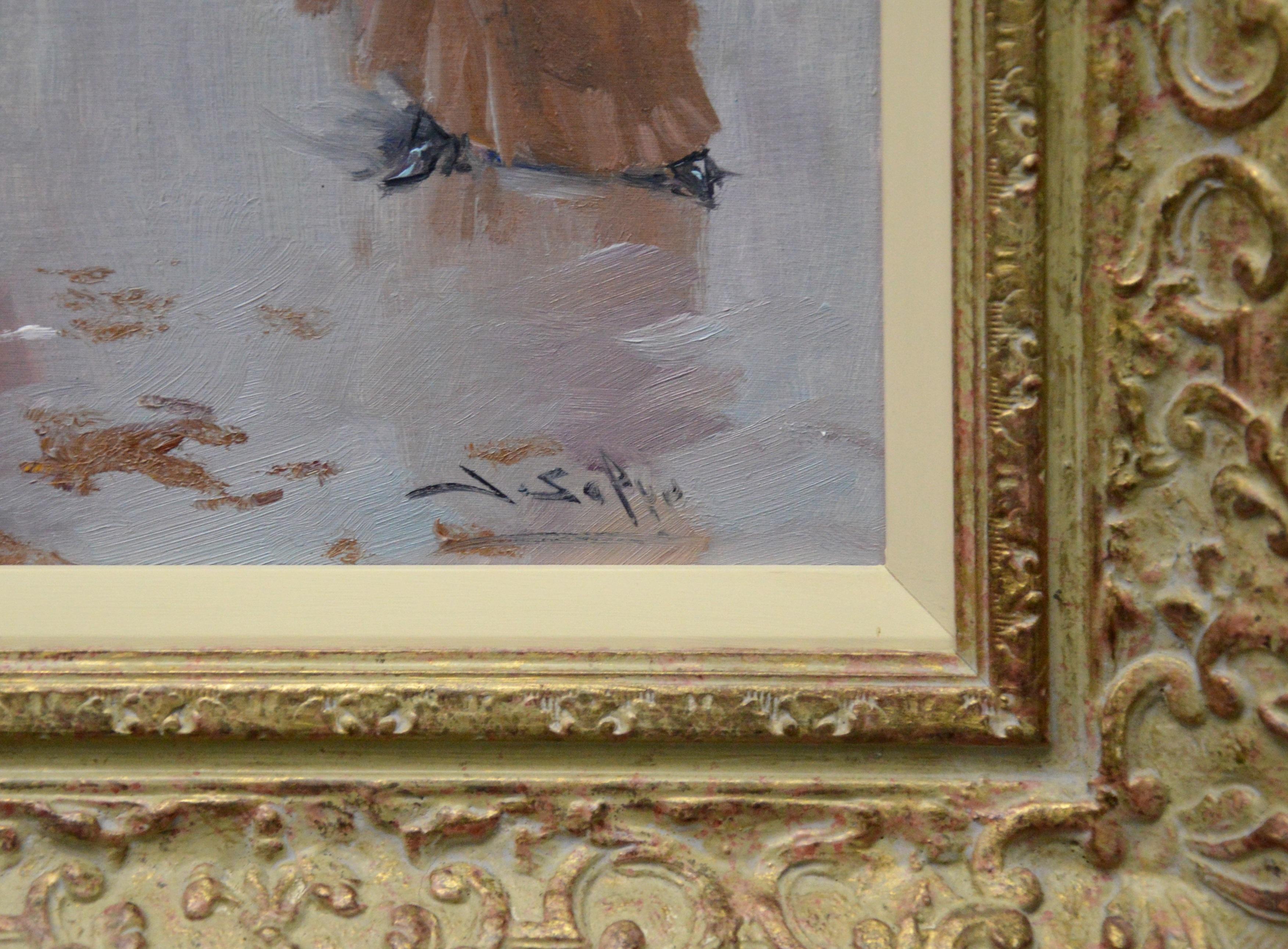 L'arc de Triomphe - Post Impressionist Oil Painting of Belle Epoque Paris 1