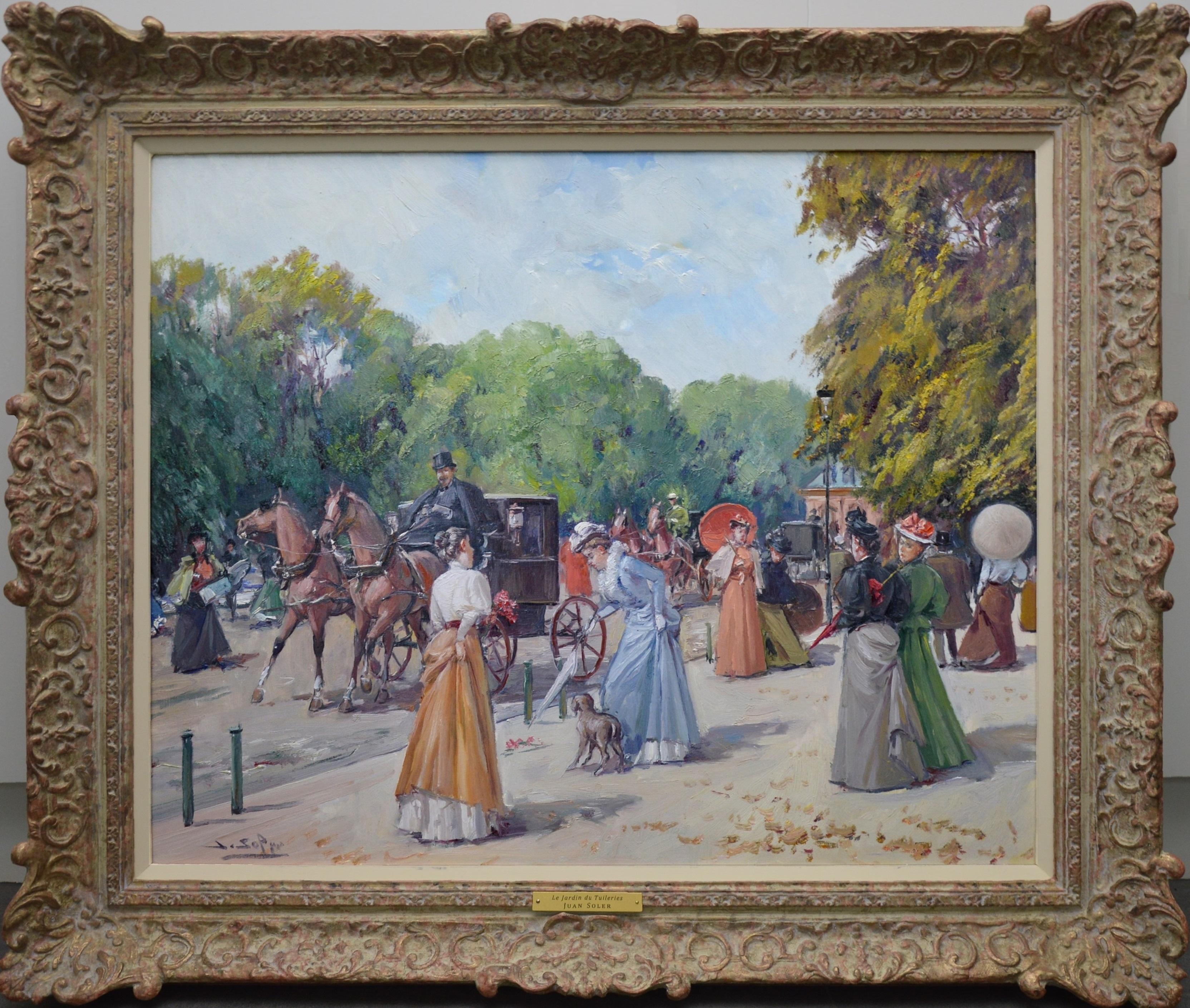 Juan Soler Landscape Painting - Le Jardin des Tuileries - Post Impressionist Oil Painting of Belle Epoque Paris