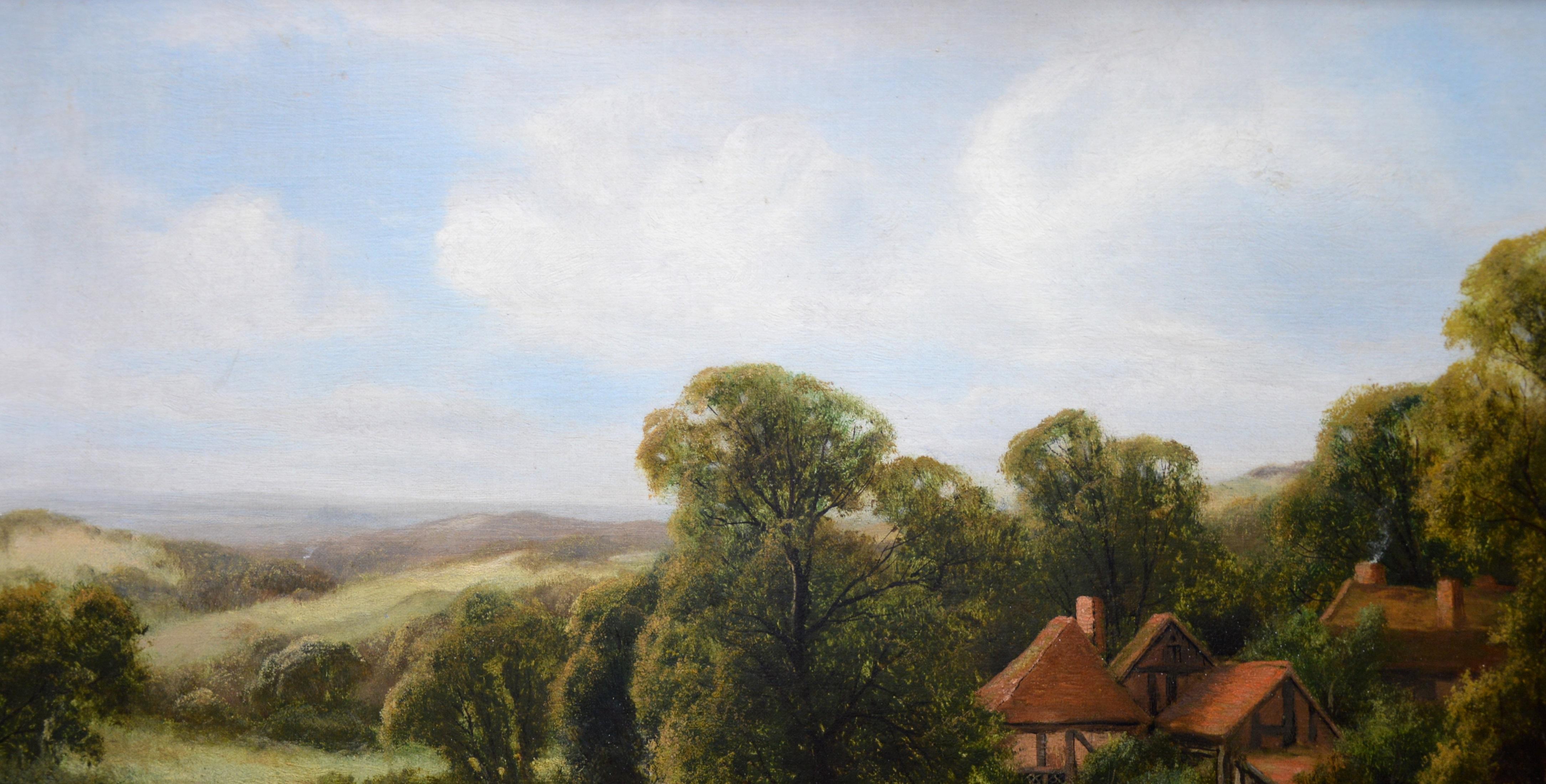 A Surrey Homestead - Brown Landscape Painting by Frederick Carlton