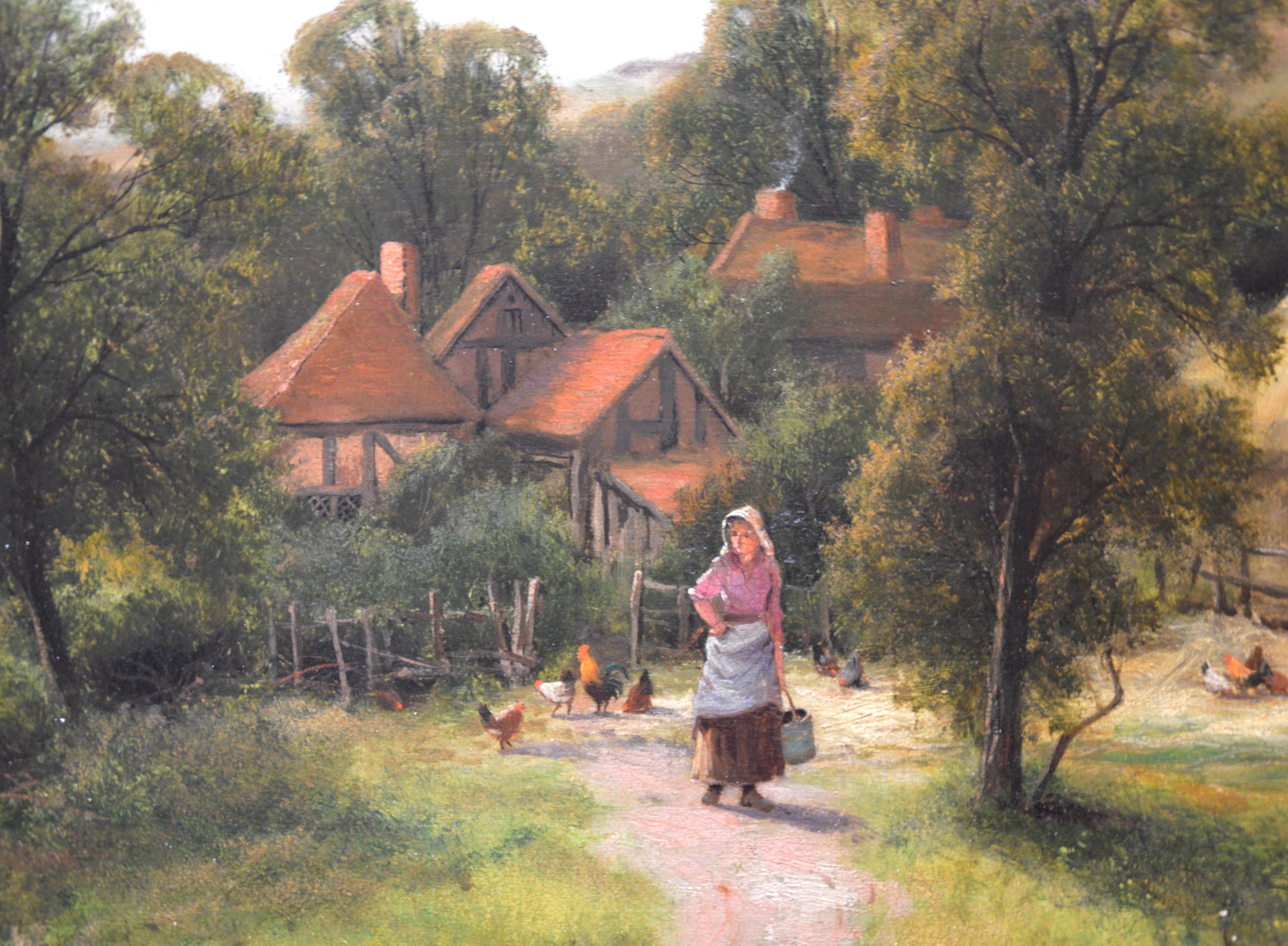 A Surrey Homestead - Victorian Painting by Frederick Carlton