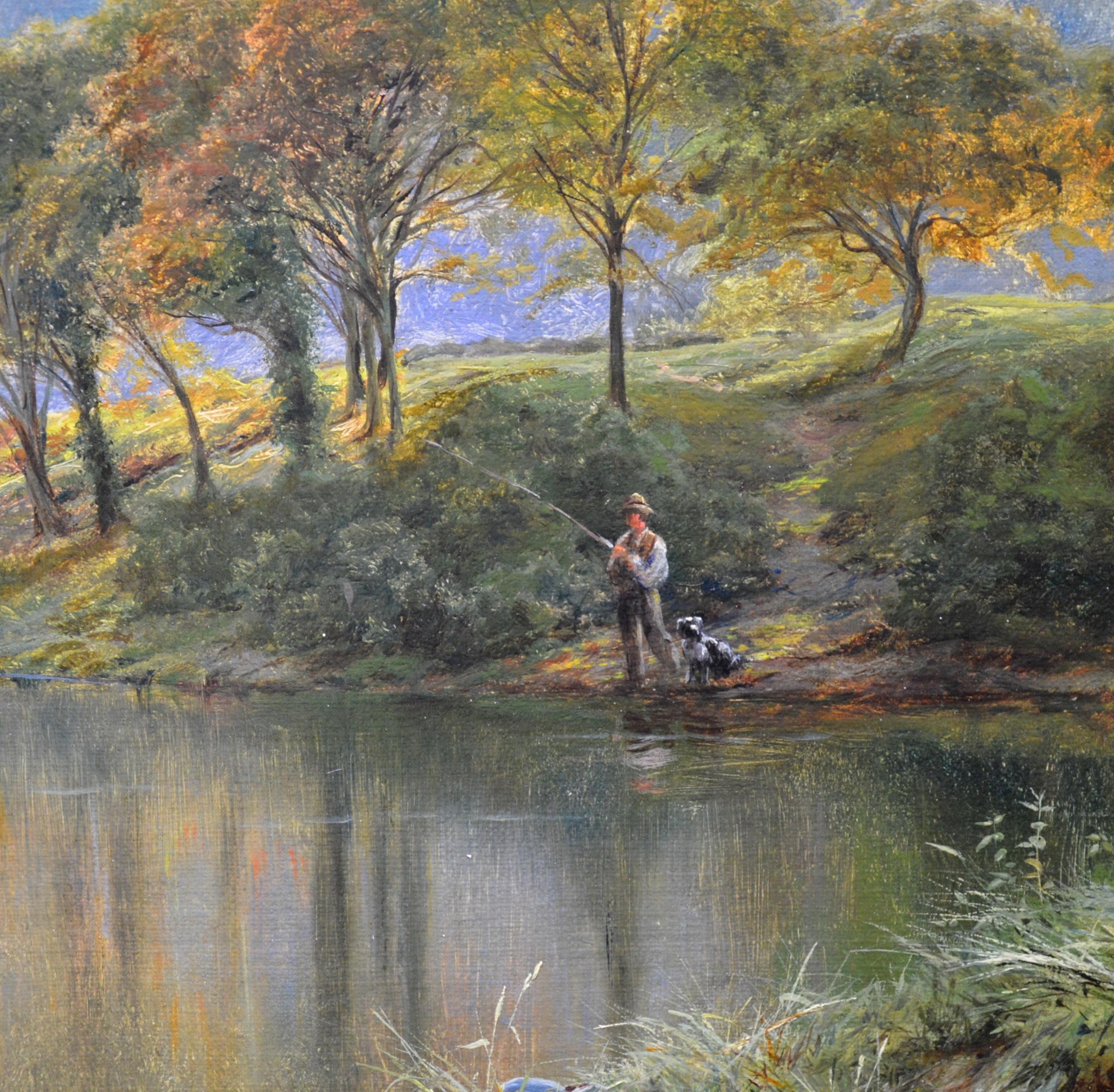 A large fine 19th century oil on canvas depicting a magnificent Scottish Highland loch and high mountains bathed in sunlight by the distinguished Victorian landscape painter Frederick Clive Newcome (1847–1894). This superb landscape is one of the