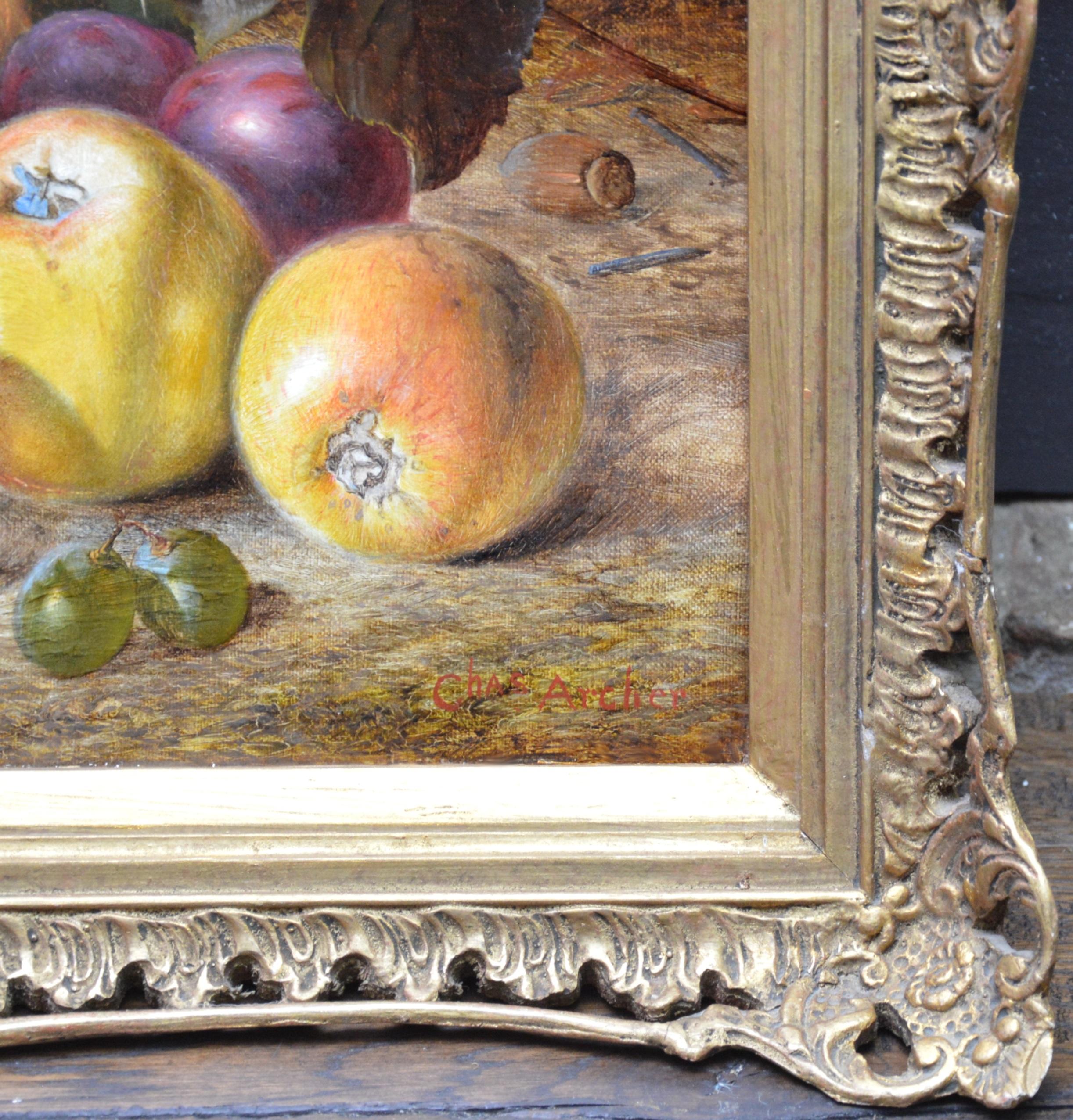 Still Life with Summer Fruits - 19th Century Victorian Oil Painting 4