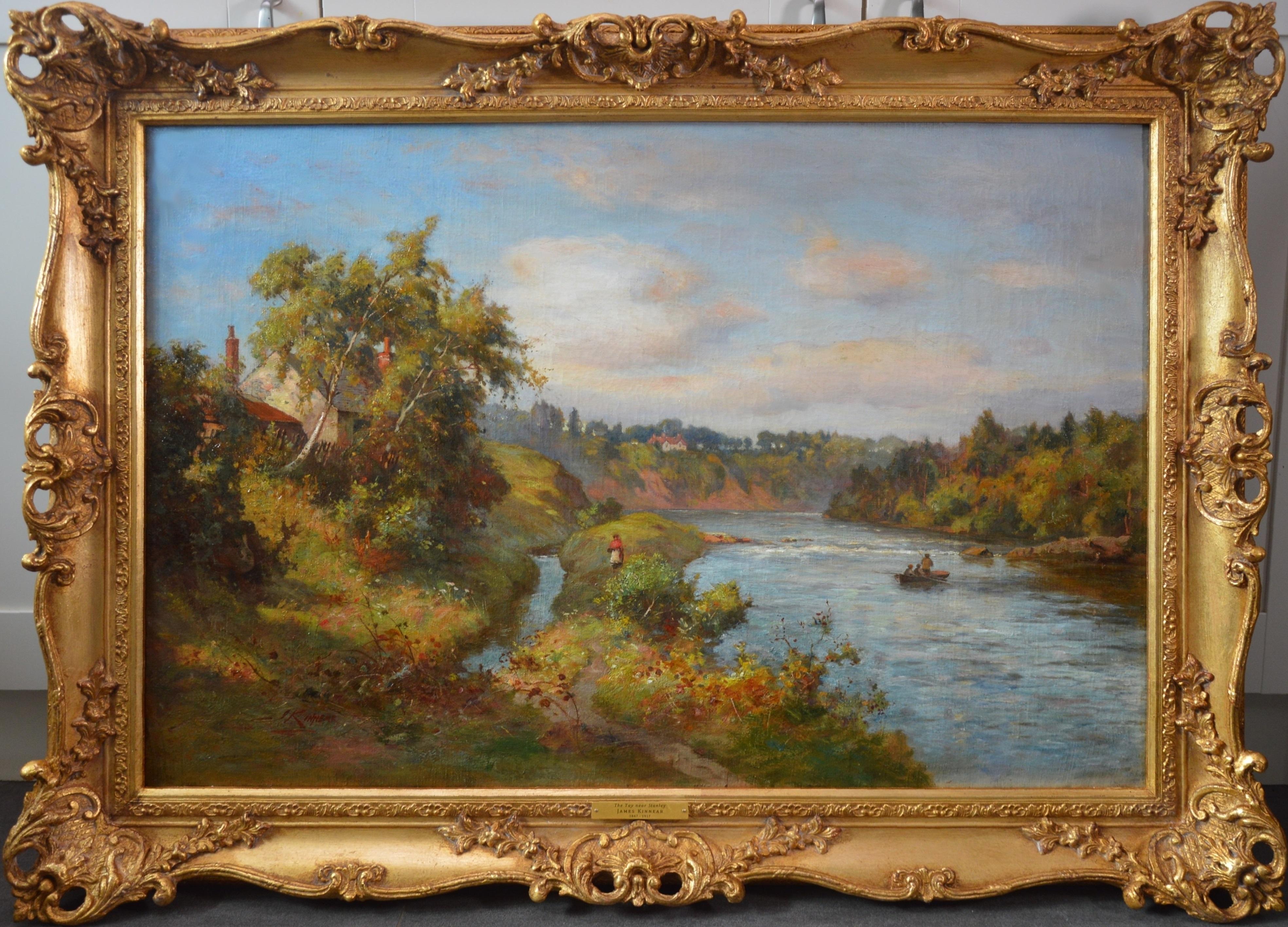 James Kinnear Figurative Painting - The River Tay near Stanley - 19th Century Scottish Oil Painting