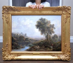 On the River Dee, Chester - 18th Century Landscape English Oil Painting