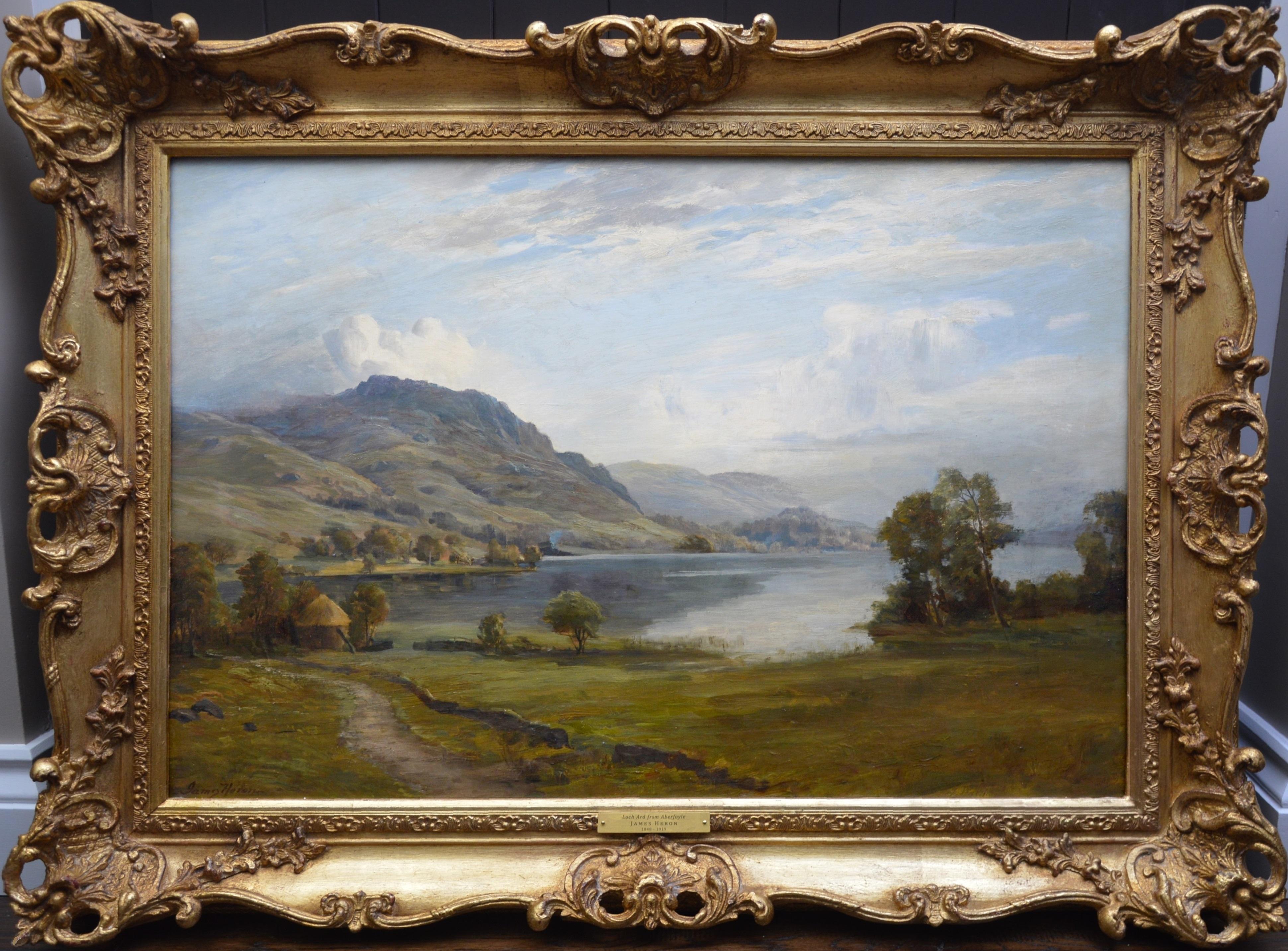 Landscape Painting James Heron - Loch Ard from Aberfoyle - Paysage écossais du 19ème siècle - Peinture à l'huile