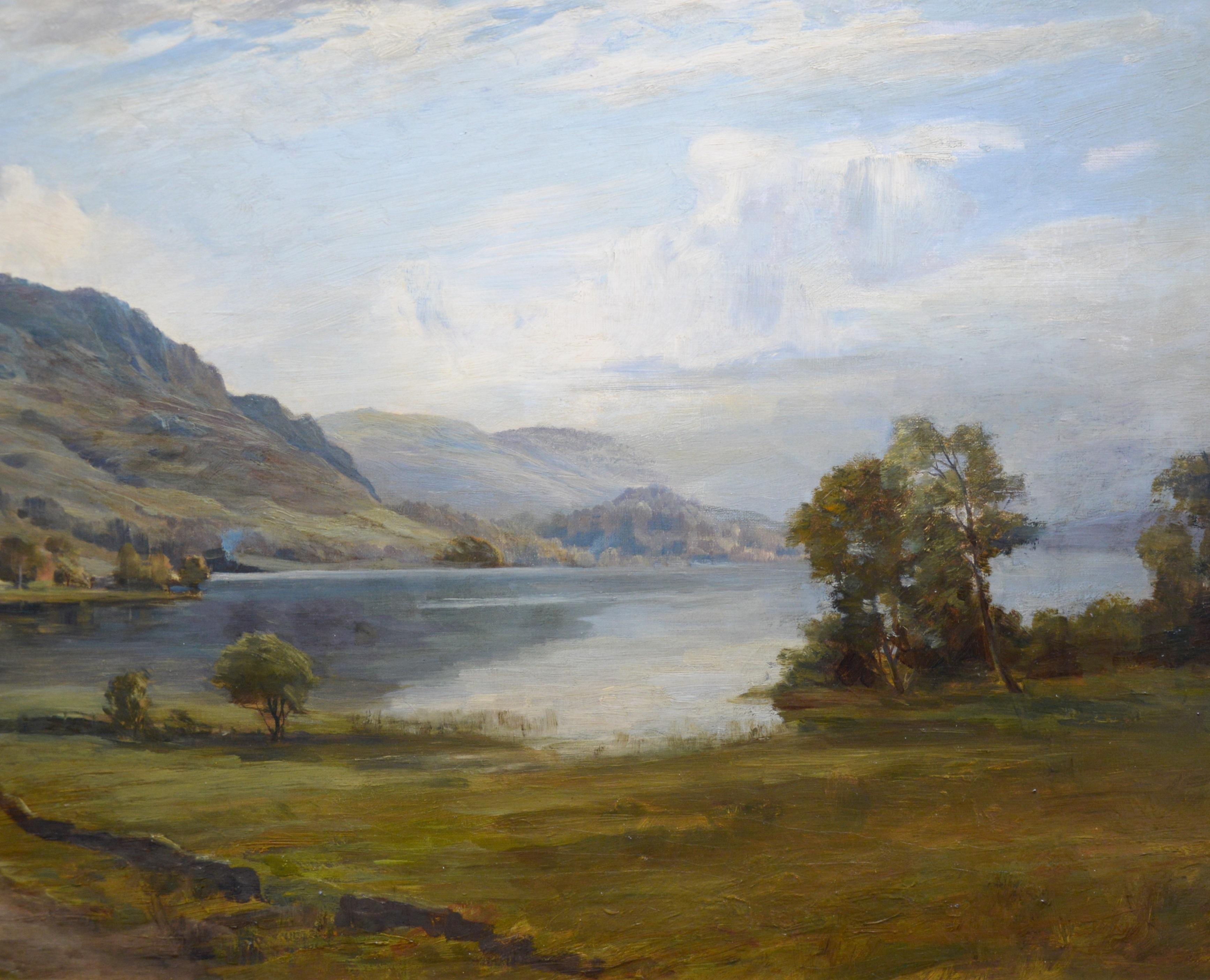 Loch Ard from Aberfoyle - 19th Century Scottish Landscape Oil Painting - Brown Landscape Painting by James Heron