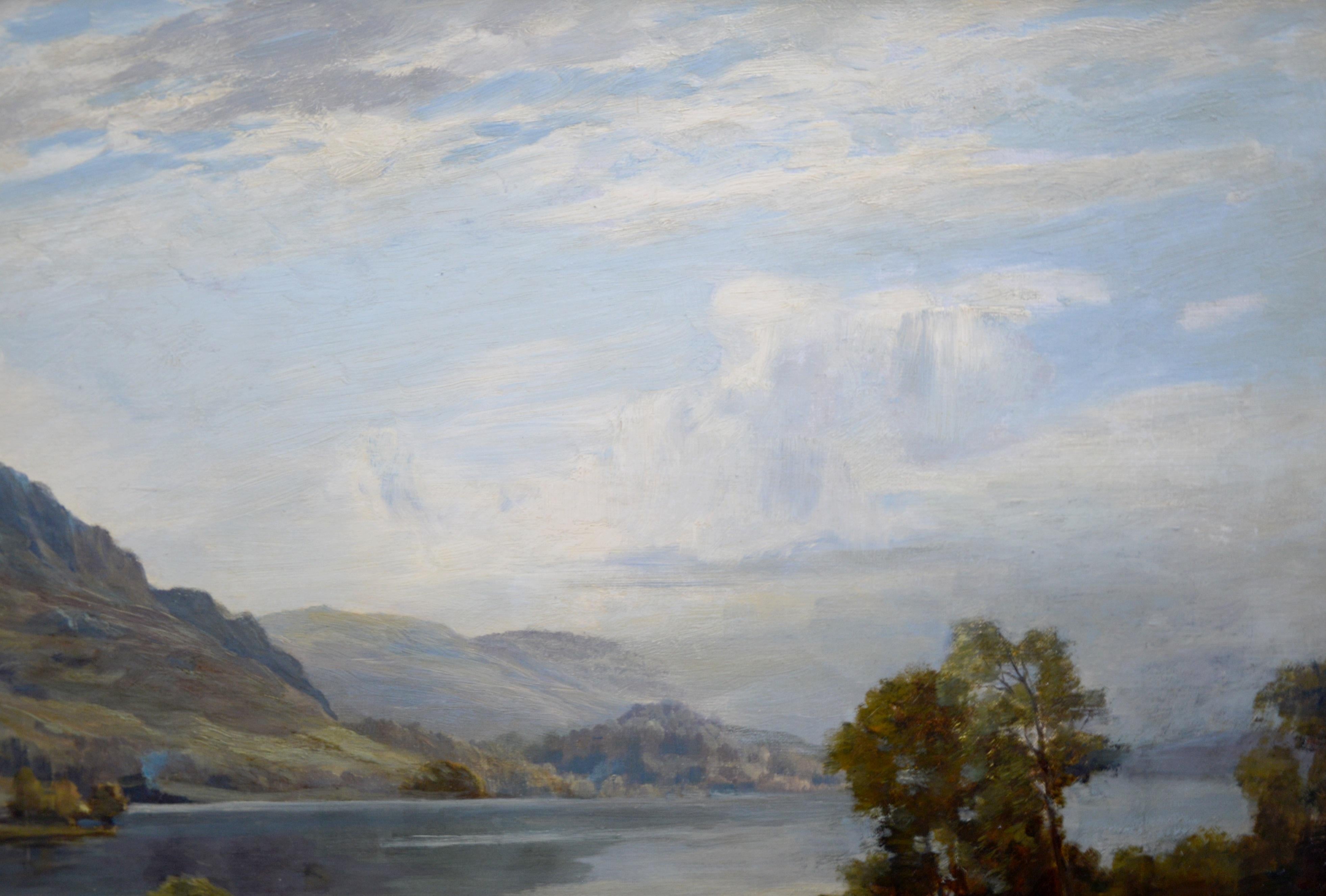Loch Ard from Aberfoyle - Paysage écossais du 19ème siècle - Peinture à l'huile 2