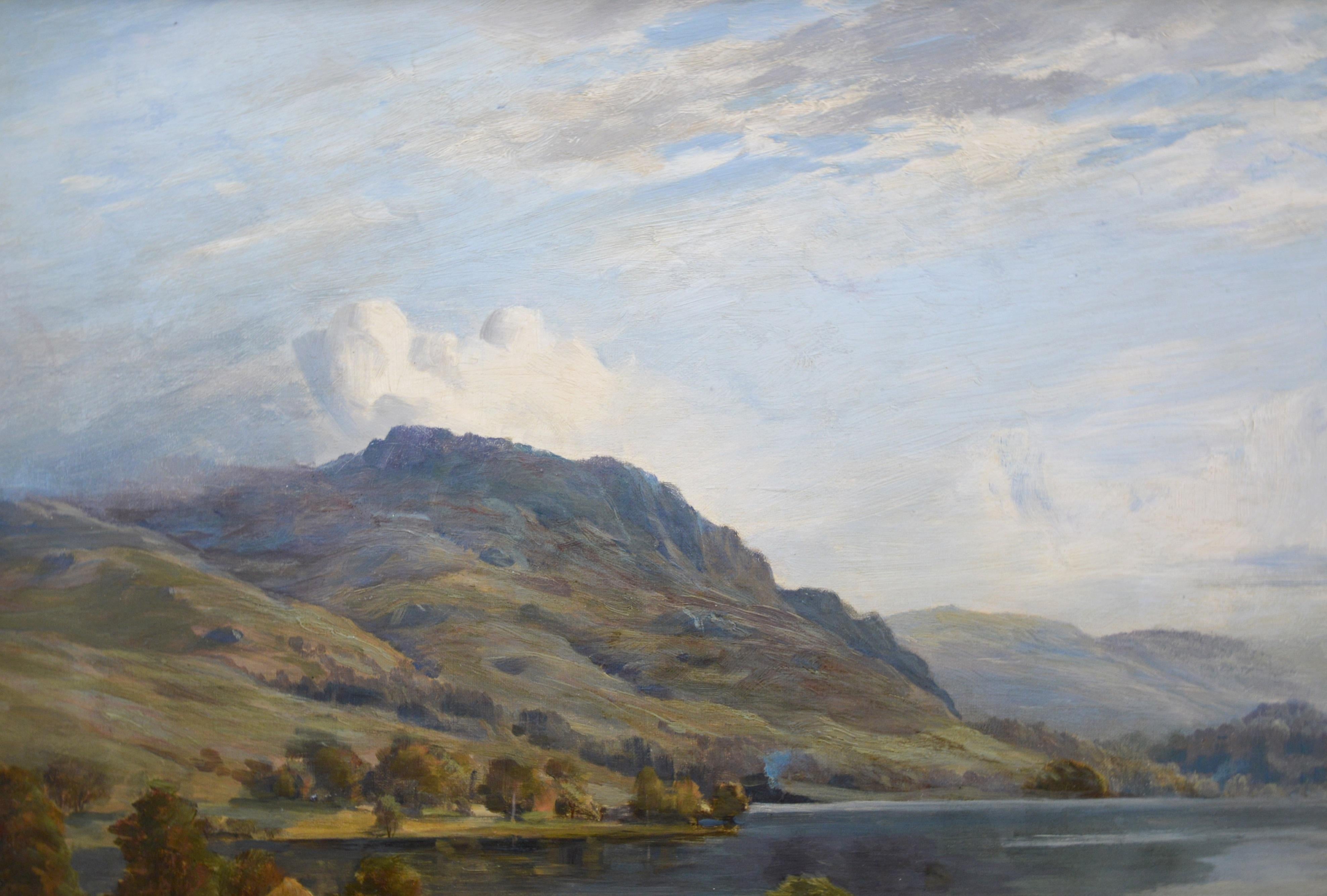 Loch Ard from Aberfoyle - Paysage écossais du 19ème siècle - Peinture à l'huile 1