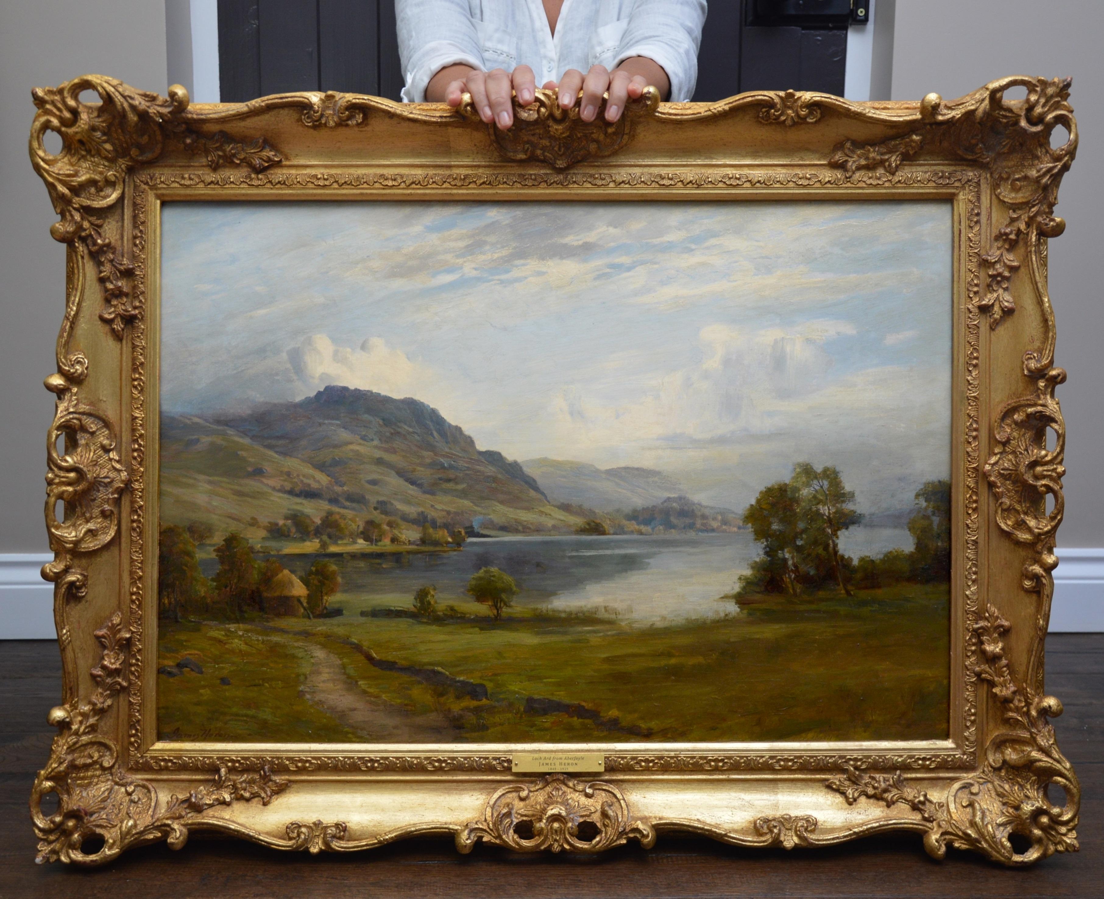 Loch Ard from Aberfoyle - Paysage écossais du 19ème siècle - Peinture à l'huile - Painting de James Heron