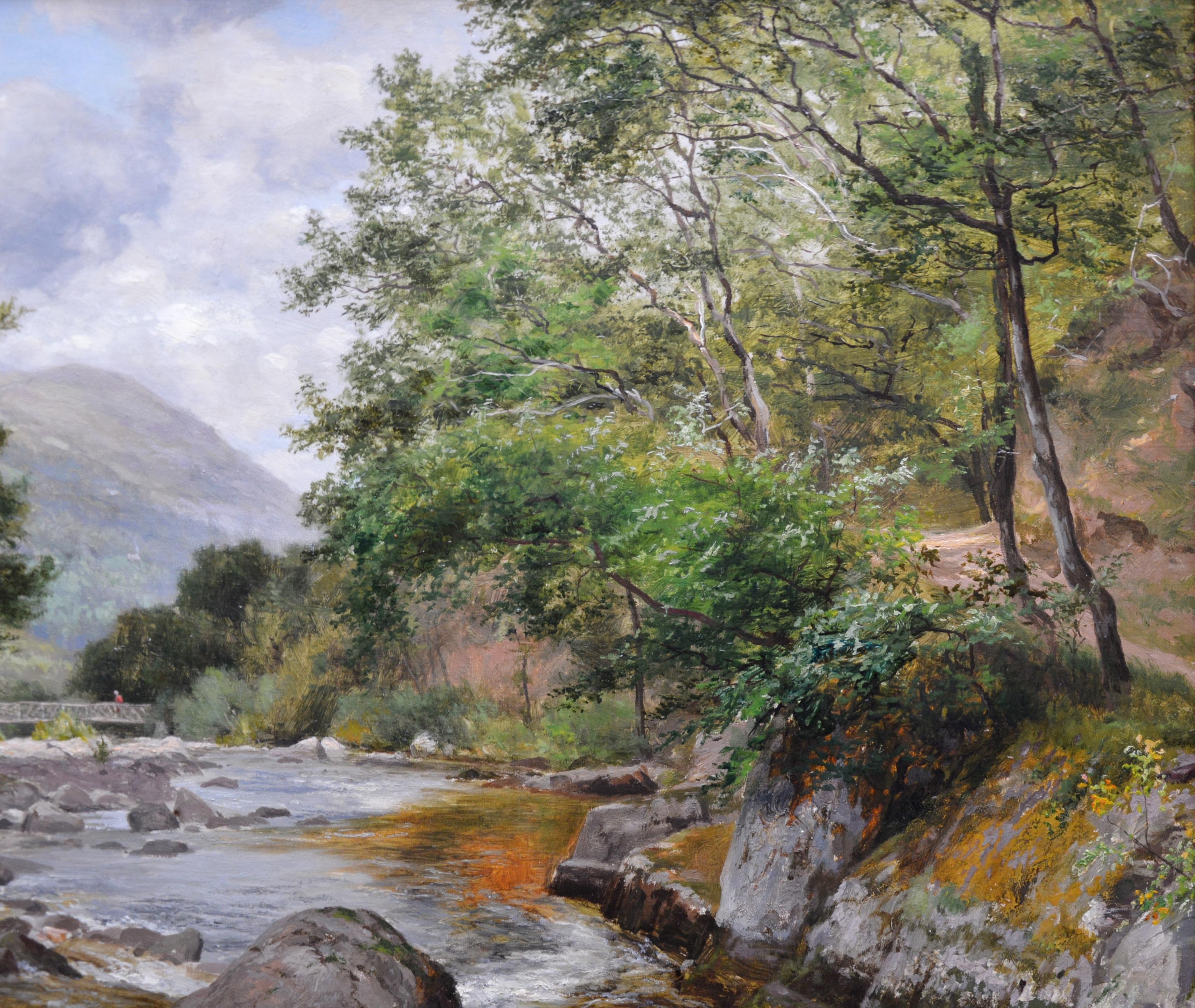 ‘On the Lyn, North Devon’ by Charles Smith (1843-1917).

A large fine original 19th century river landscape oil on canvas depicting an angler fishing the River Lyn in North Devonshire by the eminent Victorian landscape artist Charles Smith