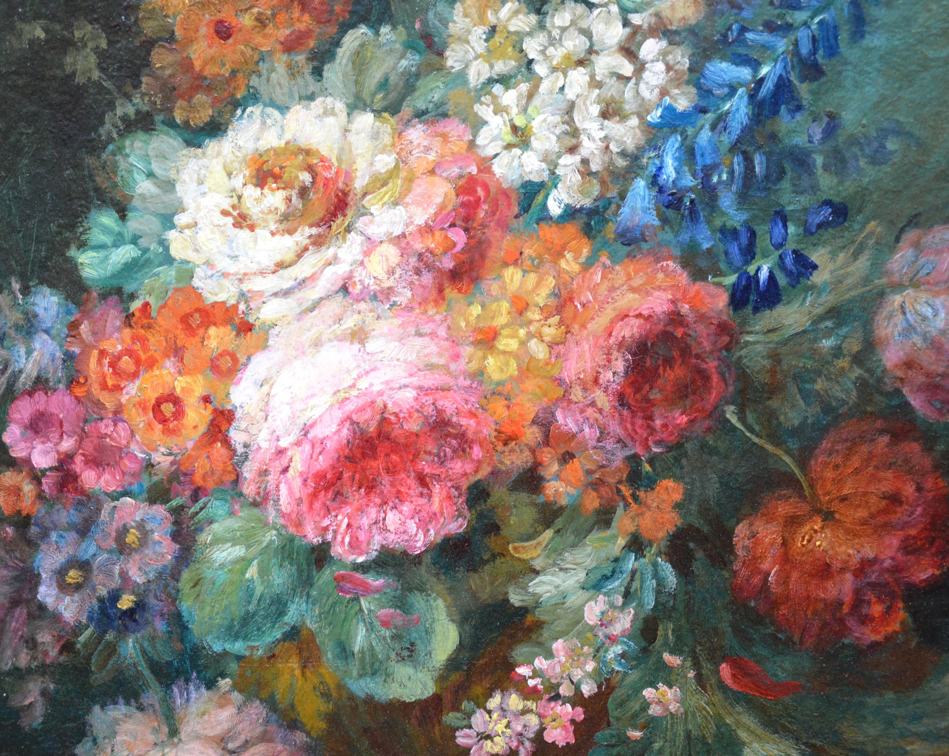 A Summer Arrangement - 19th Century Floral Still Life Oil Painting  1