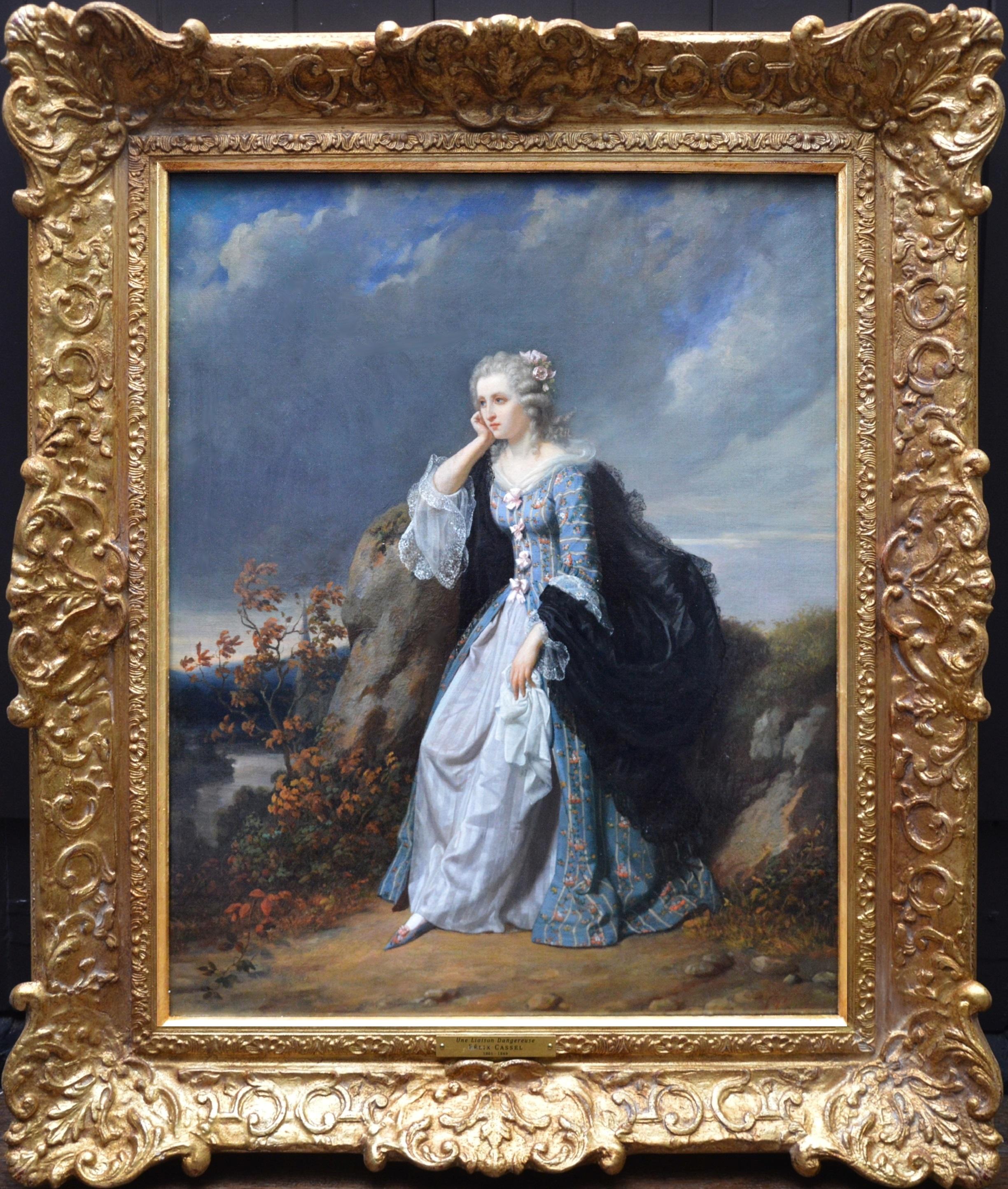 Félix Cassel Portrait Painting - Une Liaison Dangereuse - 19th Century French Oil Painting of Elegant Lady  