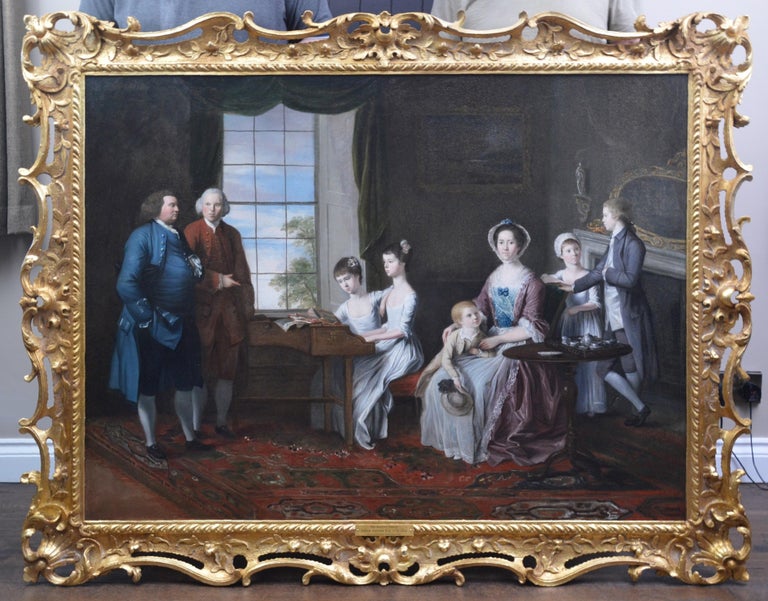 The Hopkins Family - Large 18th Century English Conversation Piece Oil Painting  - Black Portrait Painting by Johan Zoffany R.A.