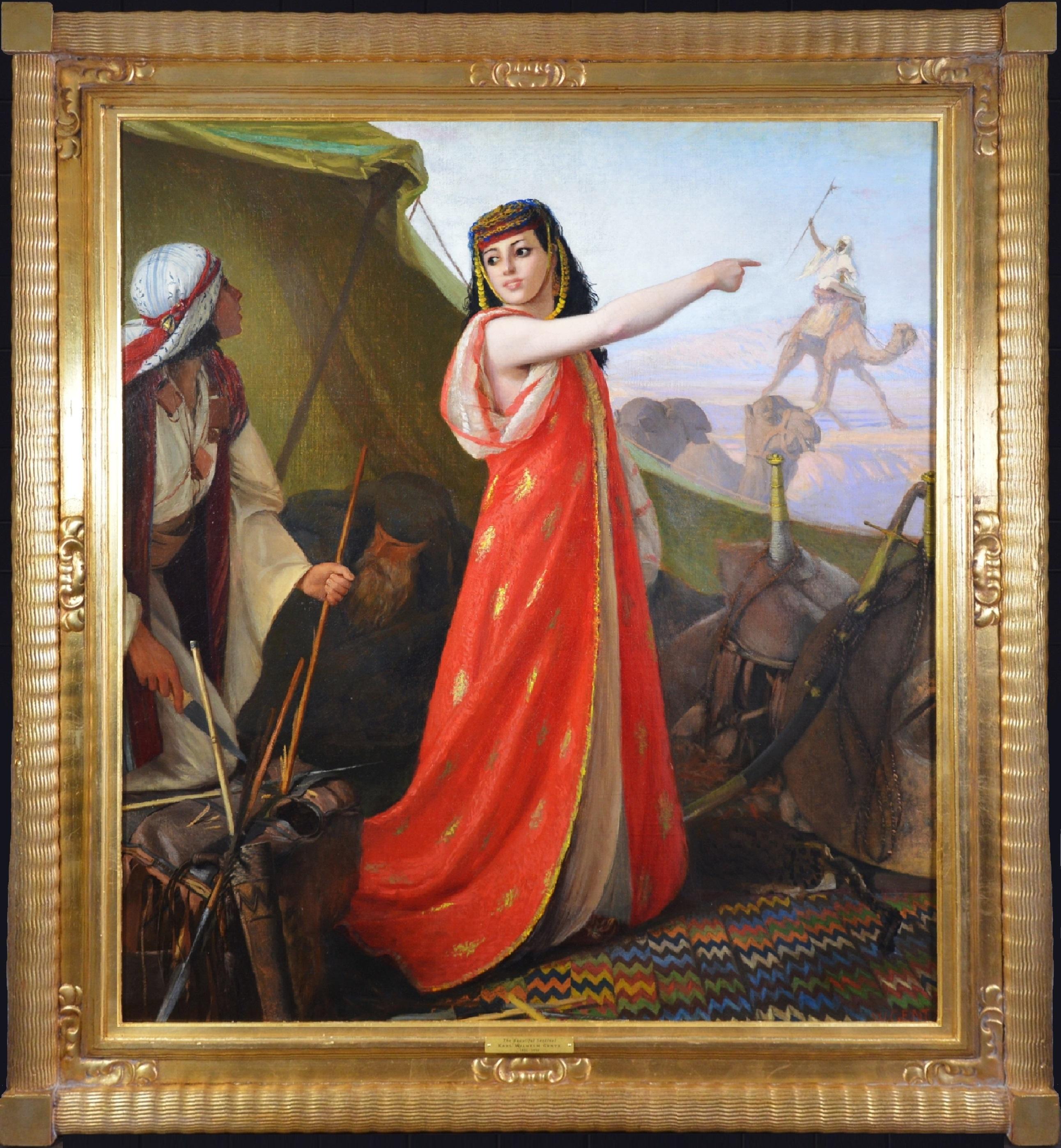 ‘The Beautiful Sentinel’ by Karl Wilhelm Gentz (German, 1822-1890). This large fine 19th century oil painting is signed by the artist and hangs in a gilded Orientalist frame.

As with all the paintings we sell it is offered in the finest condition