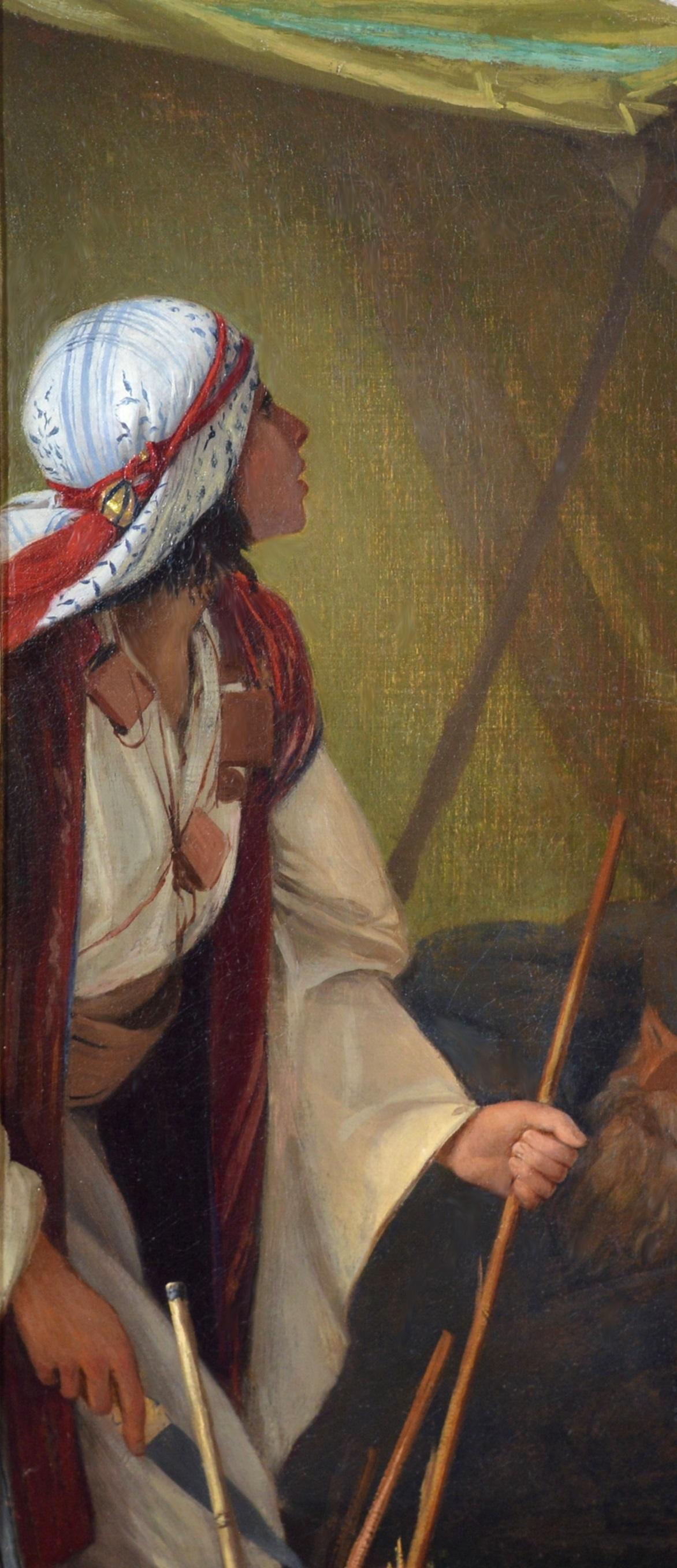 The Beautiful Sentinel - 19th Century Orientalist Oil Painting of Egyptian Girl  2