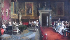 Le Concours de Violon - Large 19th Century Oil Painting Classical Music Concert