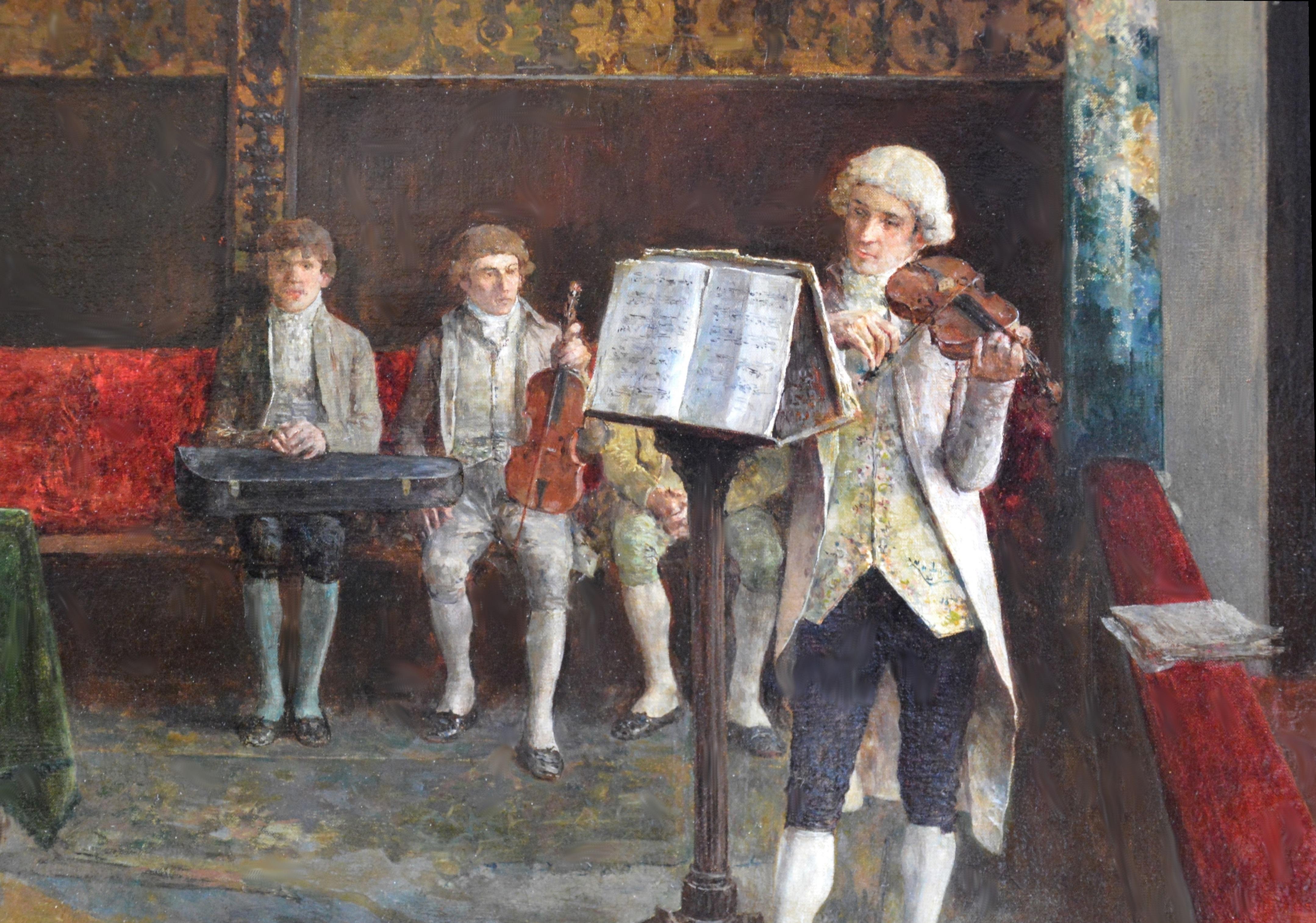 Le Concours de Violon - Large 19th Century Oil Painting Classical Music Concert  2