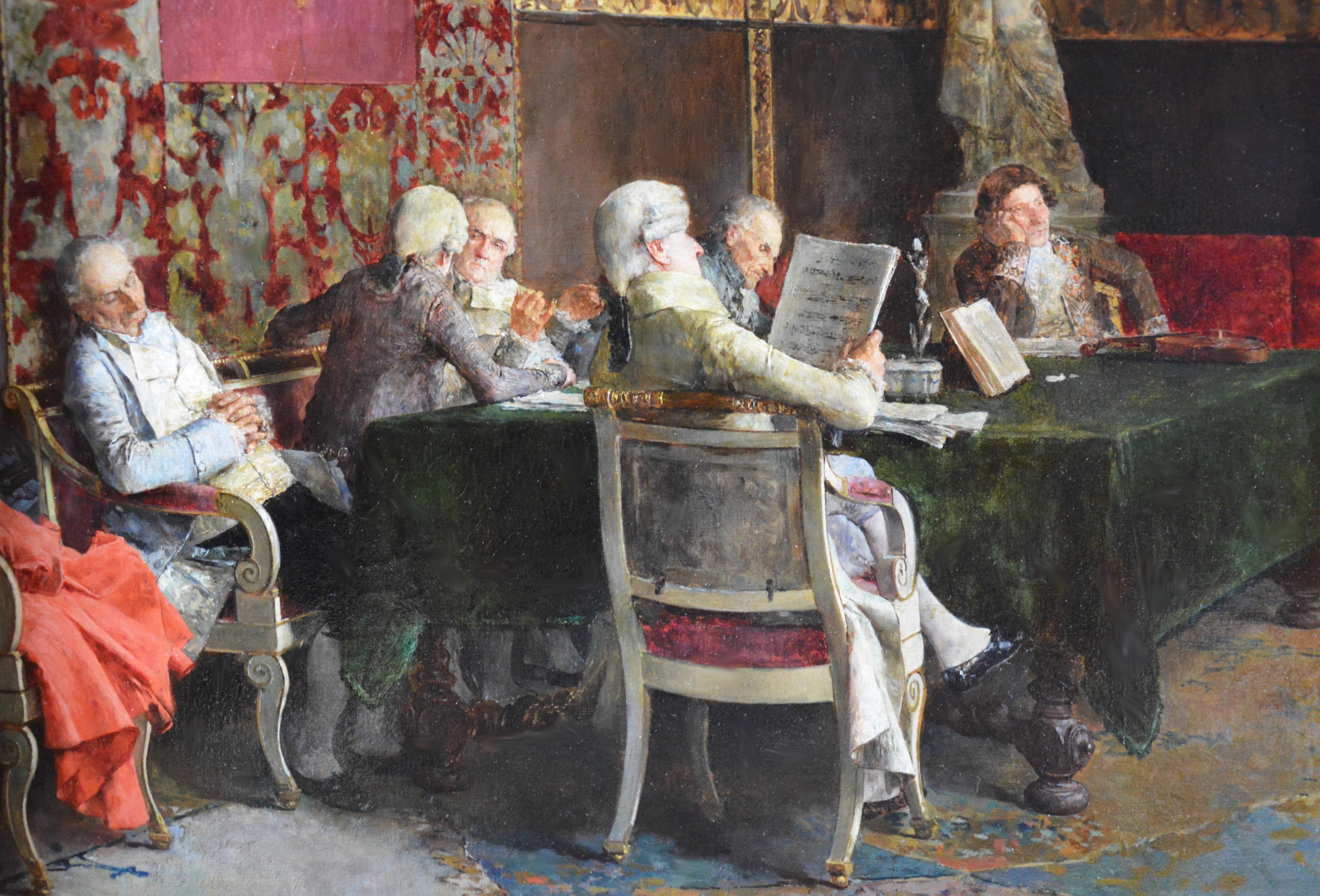 Le Concours de Violon - Large 19th Century Oil Painting Classical Music Concert  3