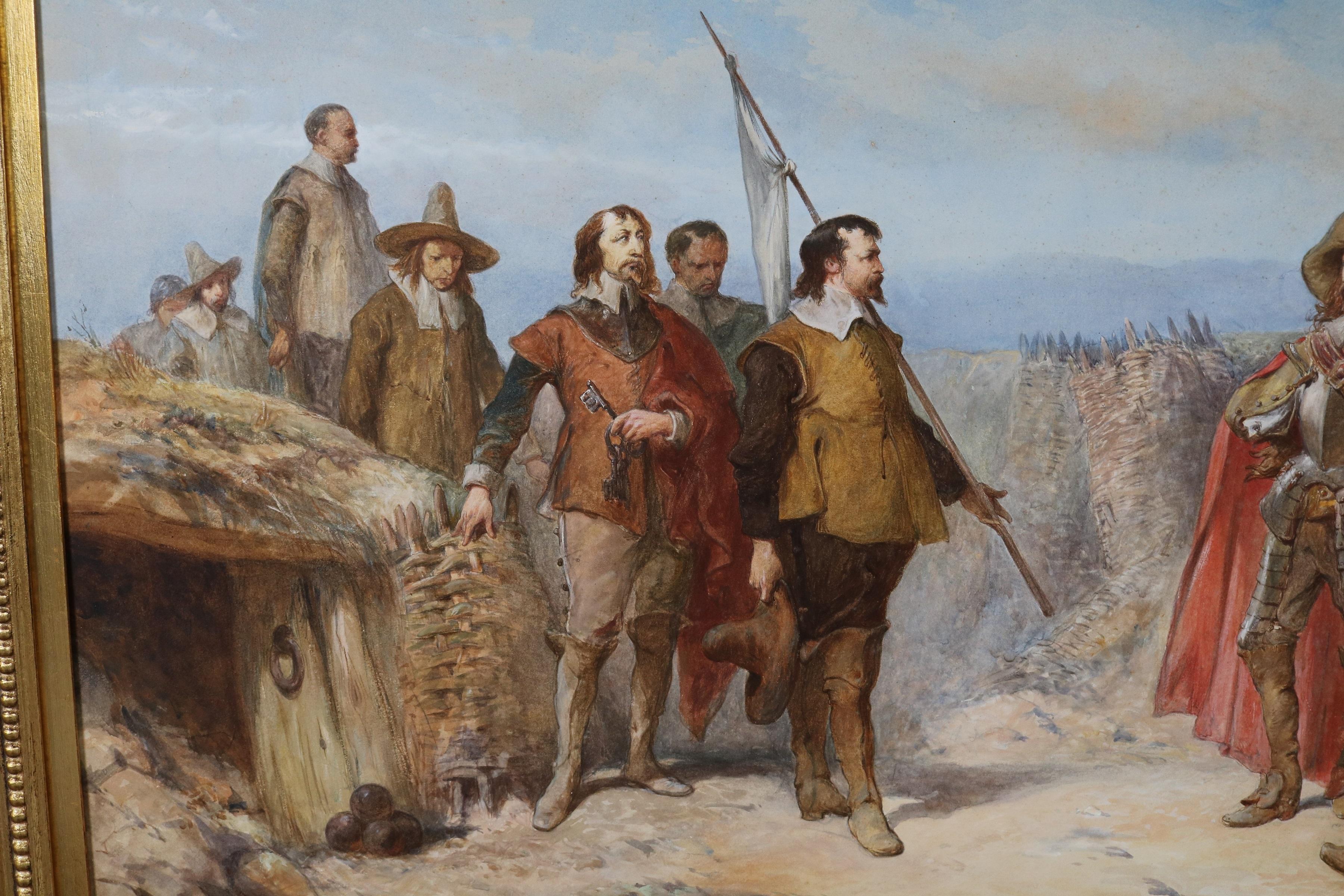 Parley at Bristol, 1643 - Quadro della guerra civile inglese del 19° secolo, Cromwell - Figurative Painting Marrone di Charles Cattermole 