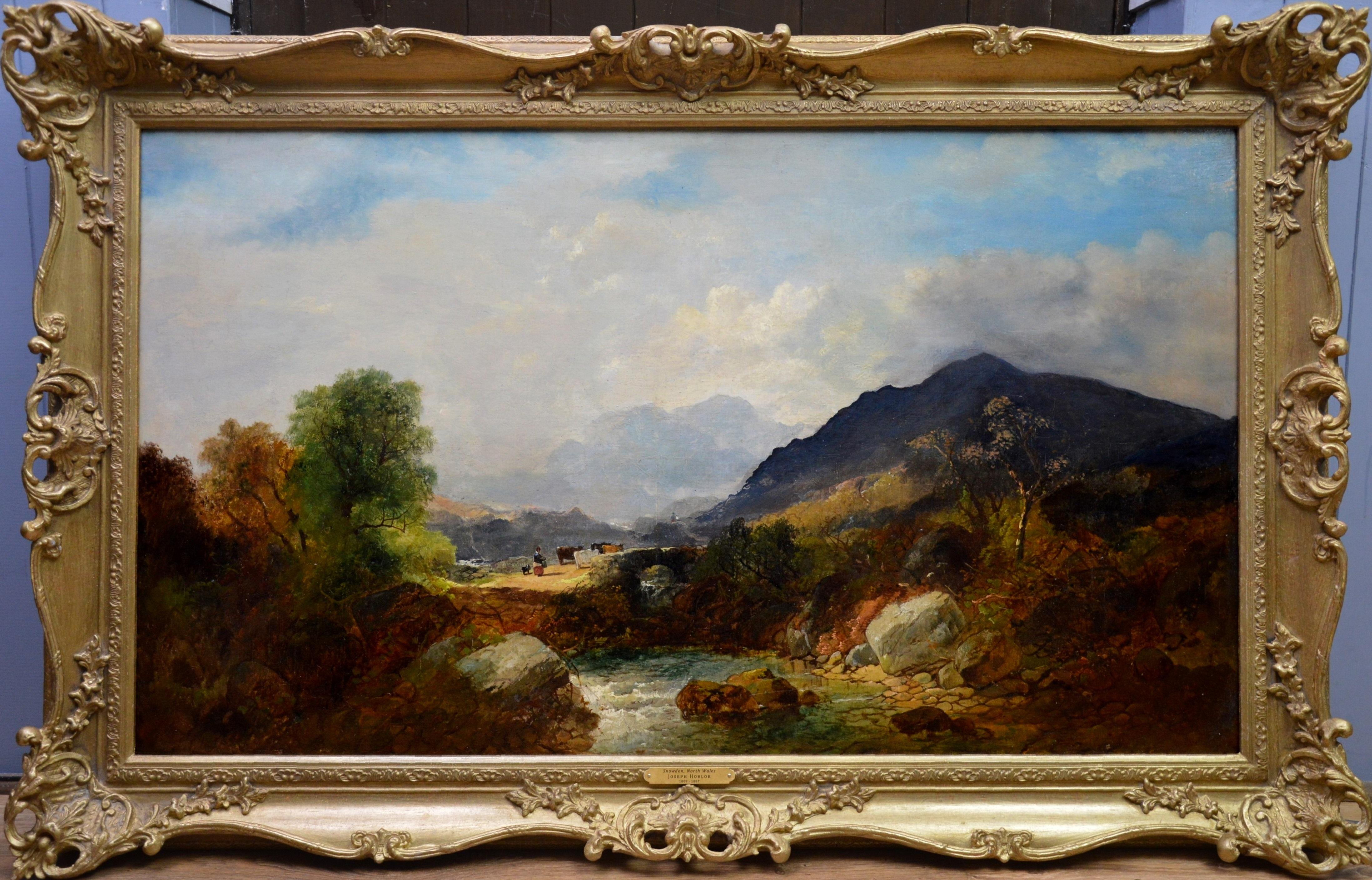 Joseph Horlor Animal Painting - Snowdon, North Wales - Very Large 19th Century Oil Painting - Mount Snowdon