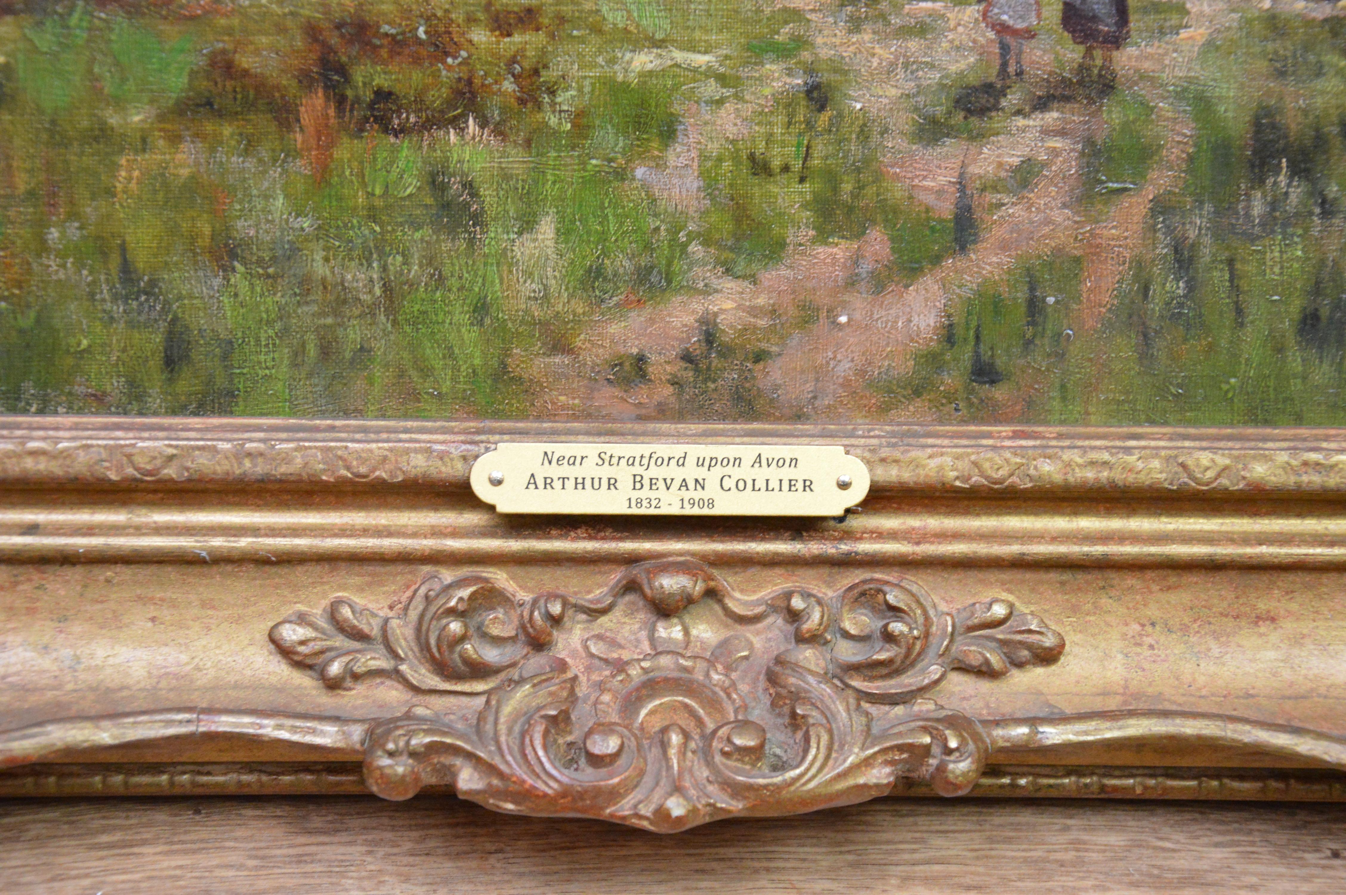 Near Stratford on Avon - 19th Century English Landscape Oil Painting  6