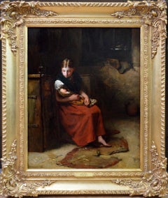 Little Mother - 19th Century Victorian Realism Oil Painting Charles Dickens