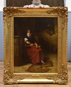 Little Mother - 19th Century Victorian Realism Oil Painting Charles Dickens