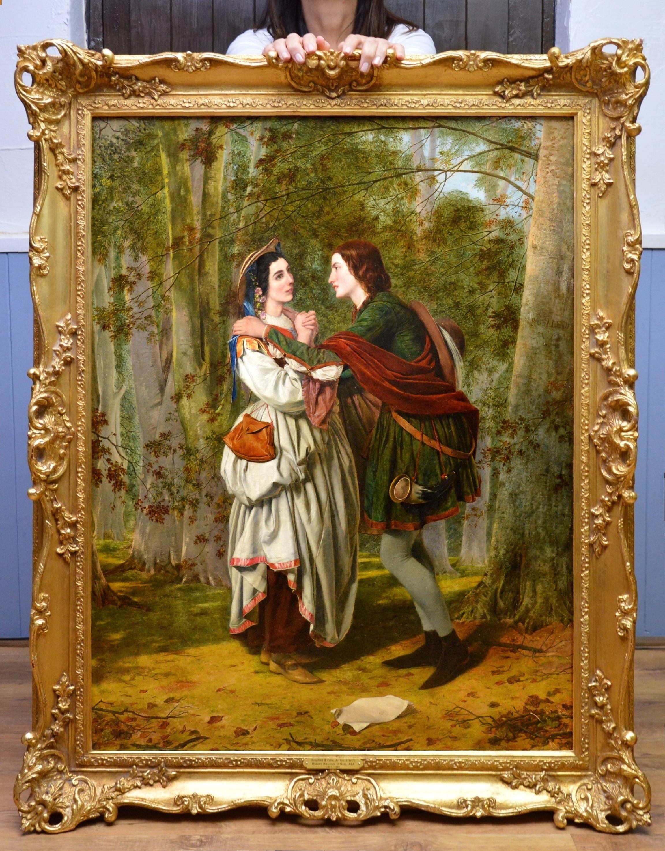 Rosalind & Celia, As You Like It - 19thC Oil Painting Shakespeare Royal Academy - Brown Portrait Painting by Henry Nelson O'Neil