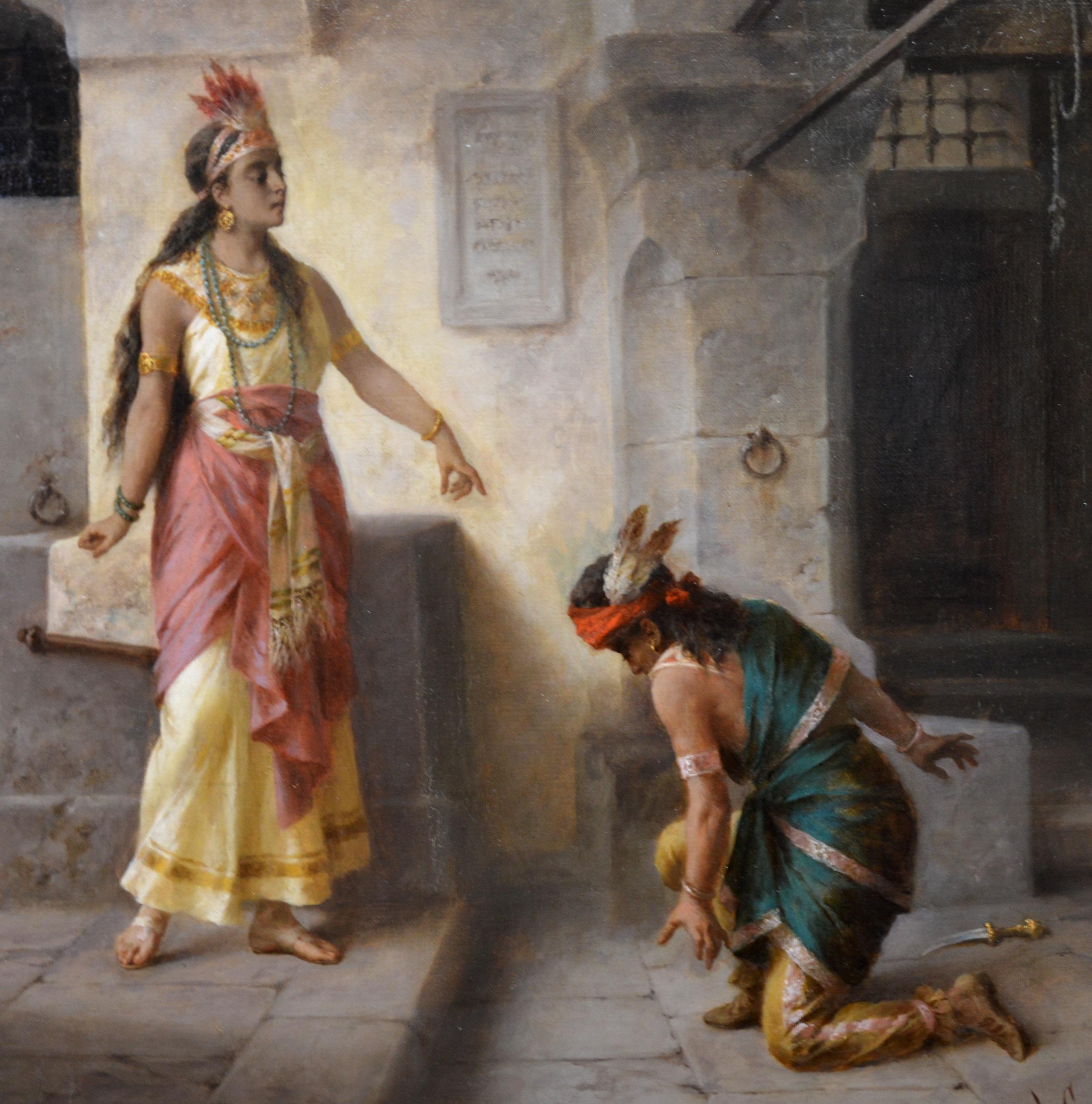 Intervention of Pocahontas - 19th Century Italian Oil Painting American History 1