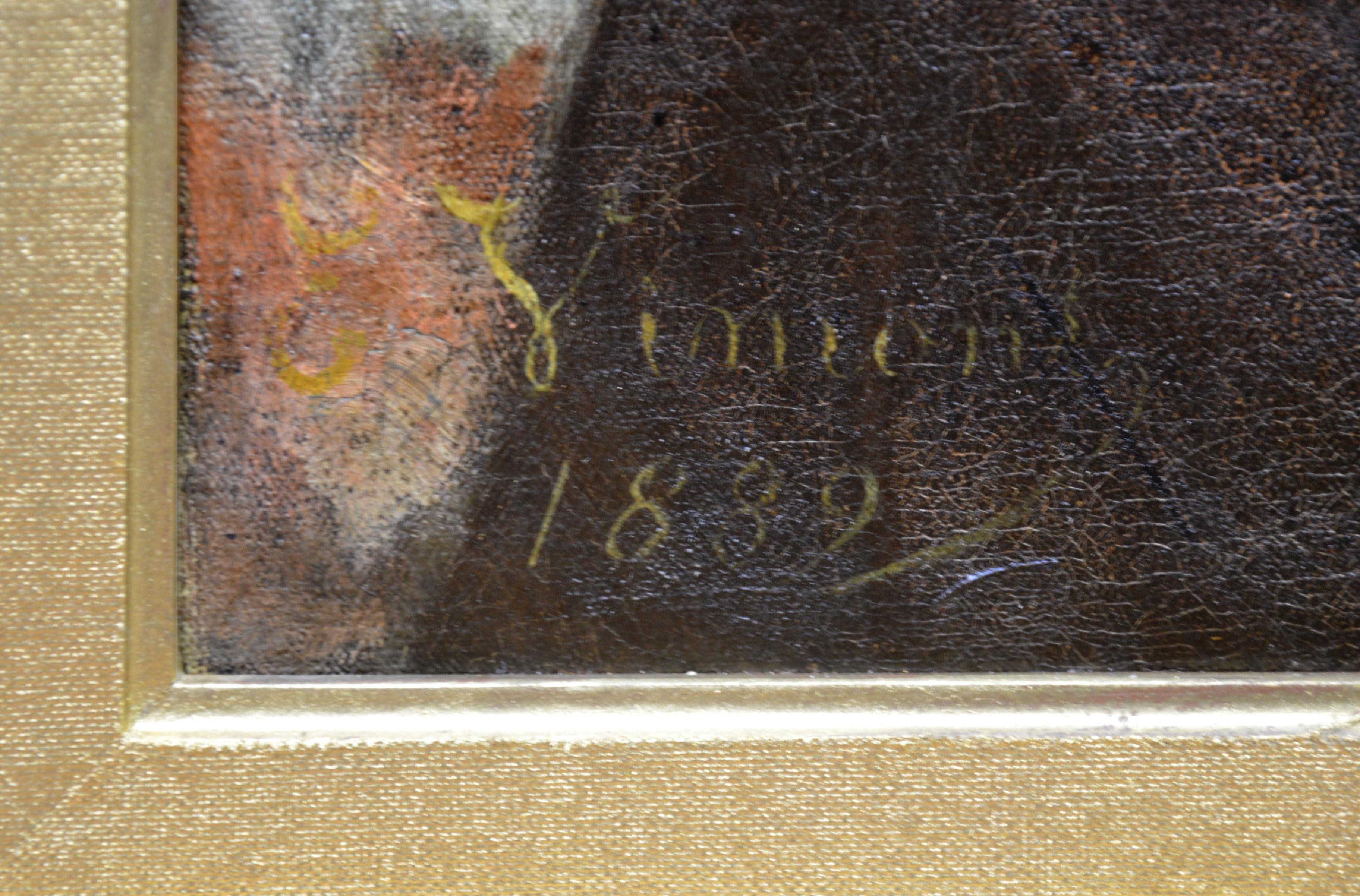 La Jeune Musicienne - Portrait peinture à l'huile du 19ème siècle Belle Epoque 3