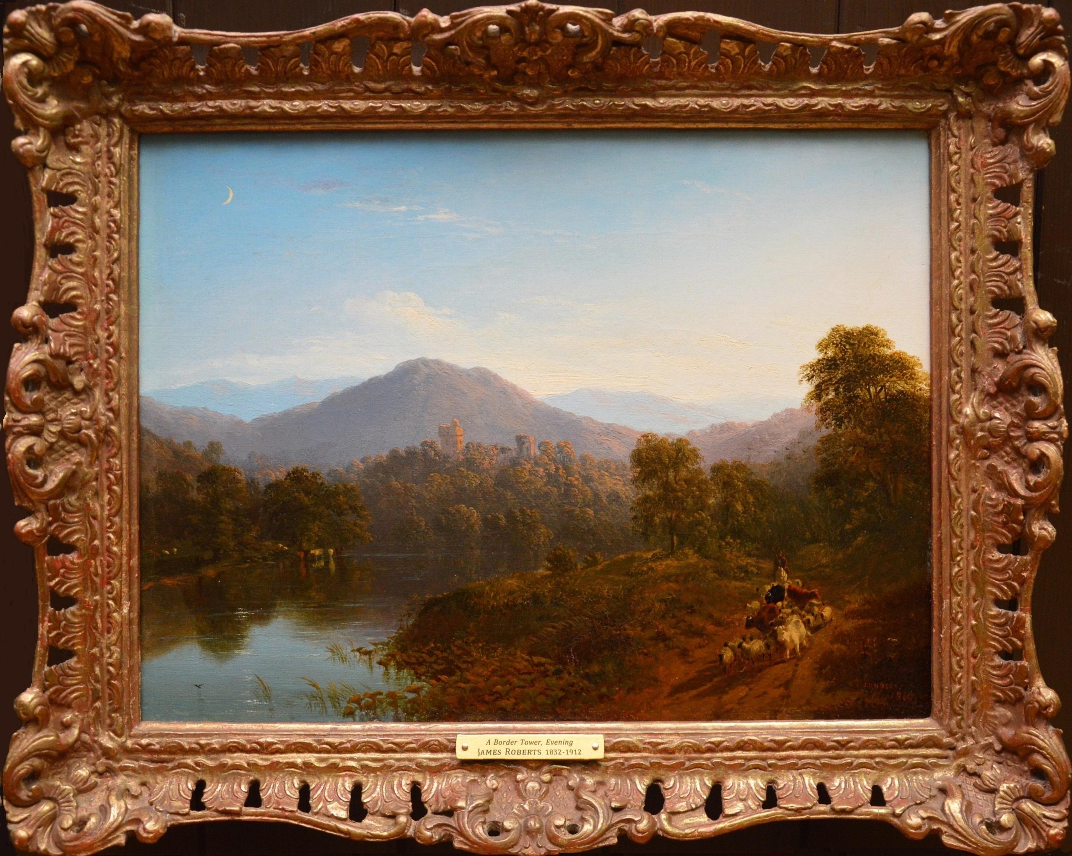 Landscape Painting James Roberts - Paire de belles peintures à l'huile de paysage écossais du 19ème siècle