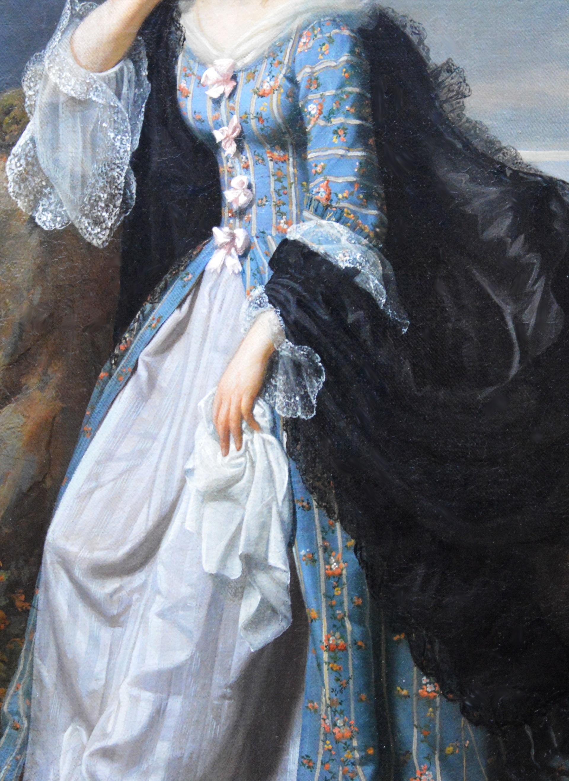 Une Liaison Dangereuse - 19th Century French Oil Painting of Elegant Lady   - Gray Portrait Painting by Félix Cassel