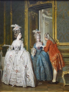 Marie Antoinette & Marie Thérèse at Versailles - 19th Century Oil Painting