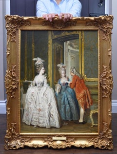 Marie Antoinette & Marie Thérèse at Versailles - 19th Century Oil Painting 