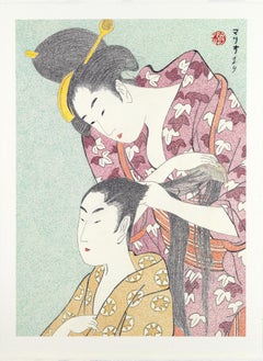 Japanese Art Figurative Painting Mario B. Gil Hairdresser Edo period