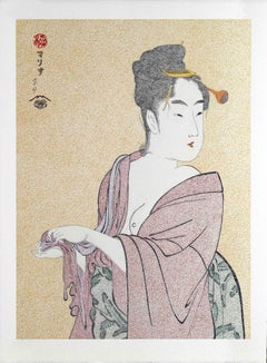 Japanese Art Ukiyo-e Figurative Painting, The fickle type,  Edo period